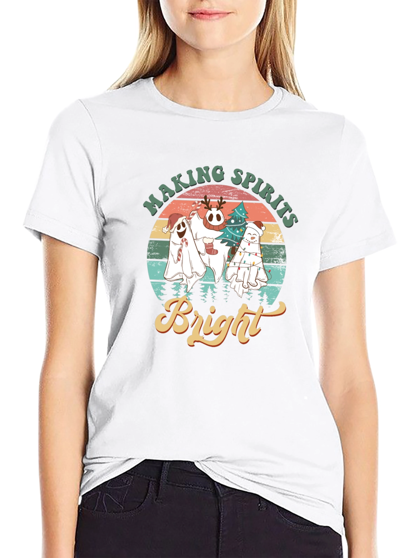 Making Spirits Bright Ghost Christmas T-Shirt