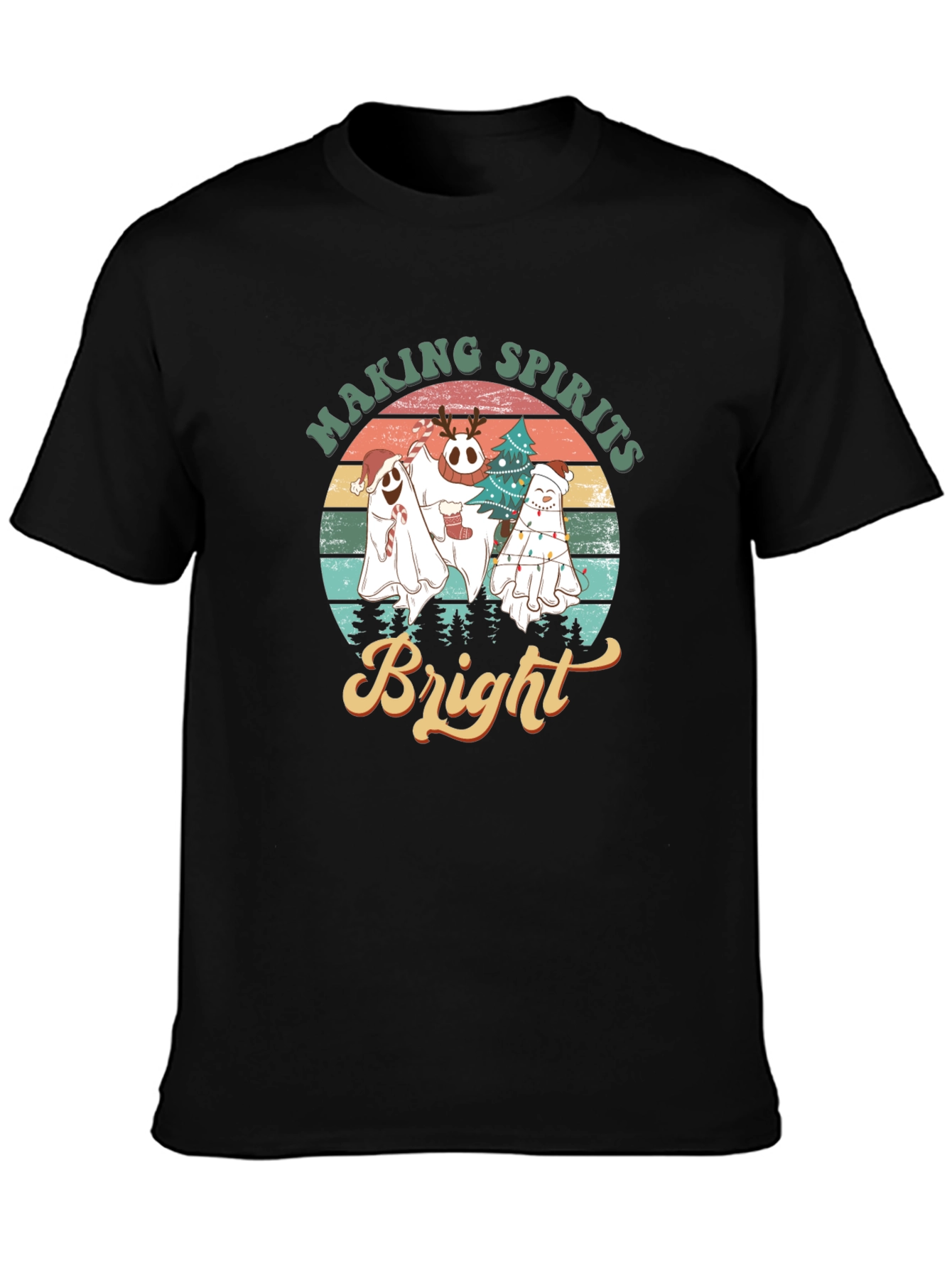 Making Spirits Bright Ghost Christmas T-Shirt