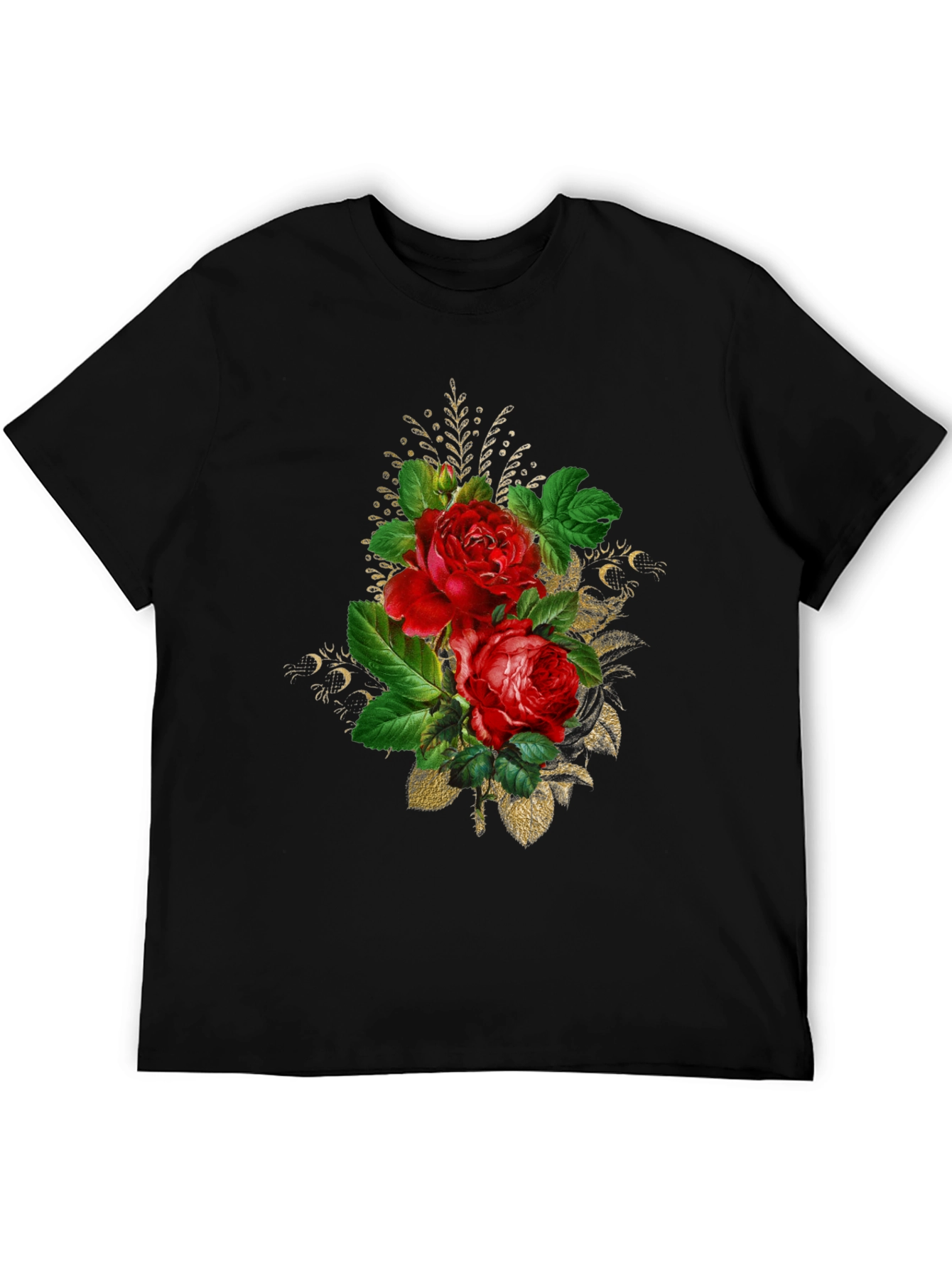 Floral Rose Graphic Tee - Black