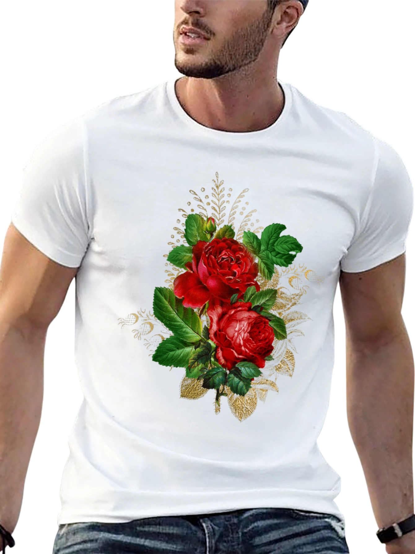 Floral Rose Graphic Tee - Black