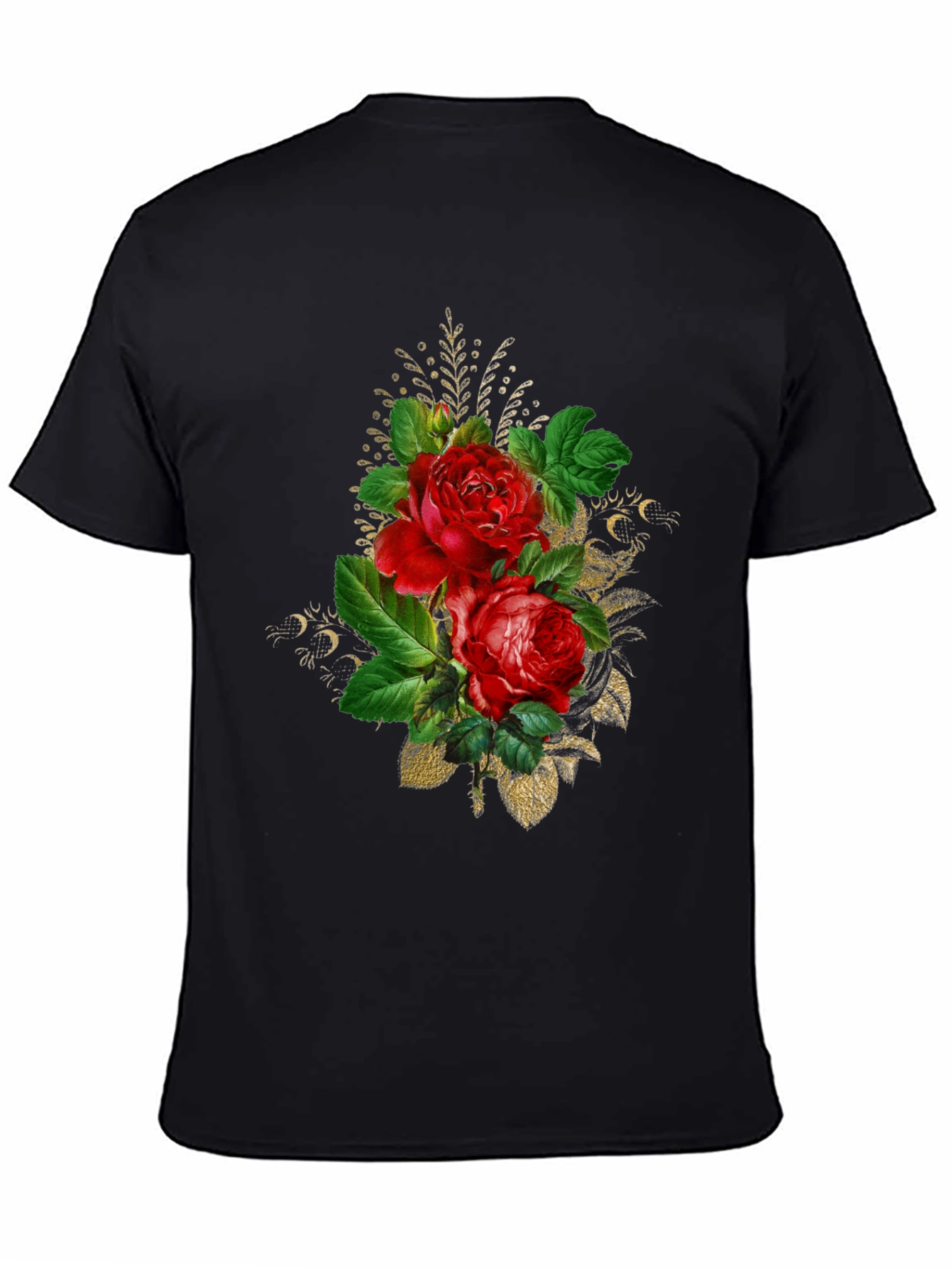 Floral Rose Graphic Tee - Black