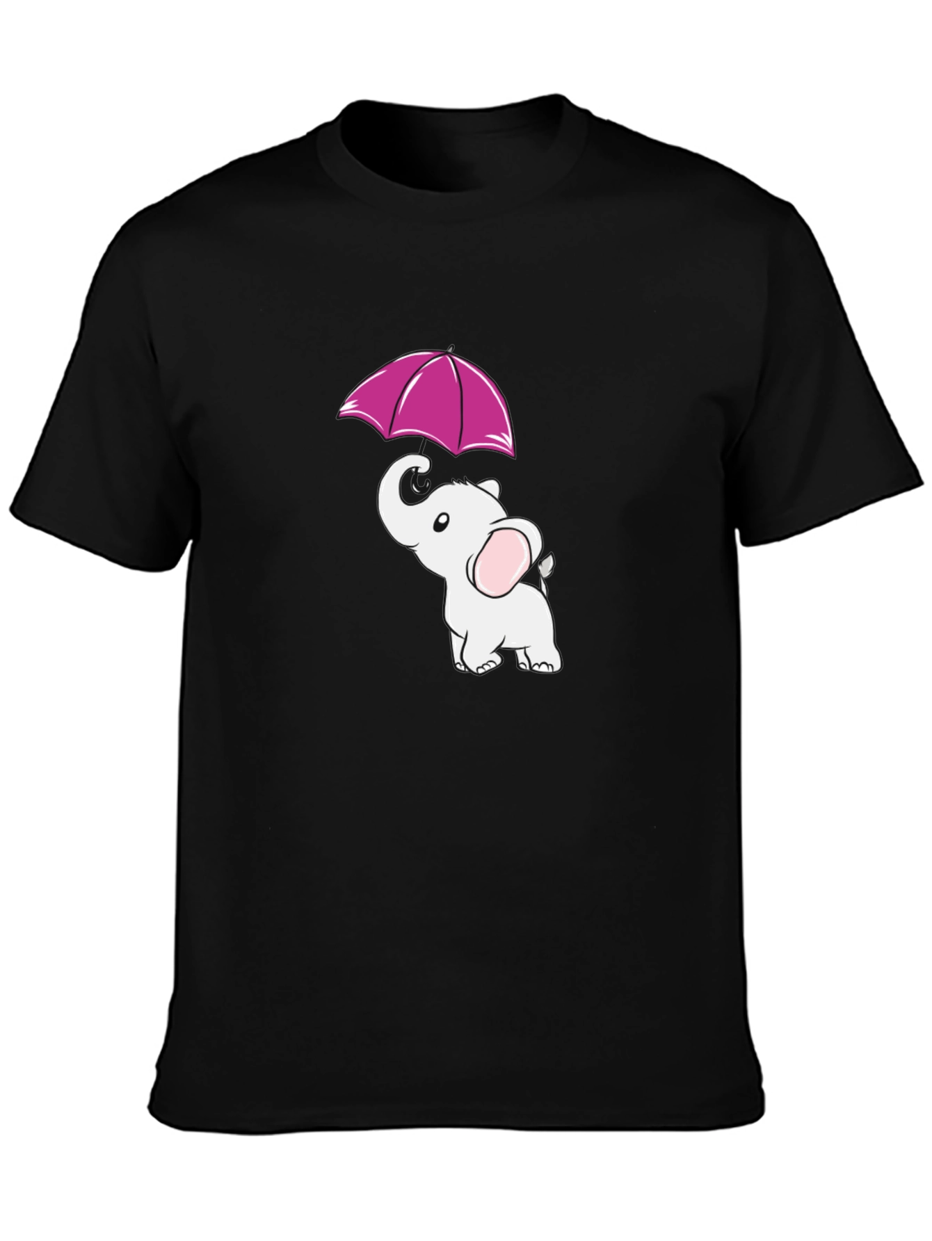 Elephant Umbrella Black T-Shirt