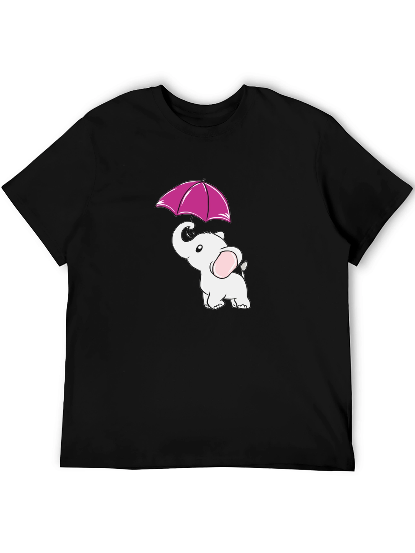 Elephant Umbrella Black T-Shirt