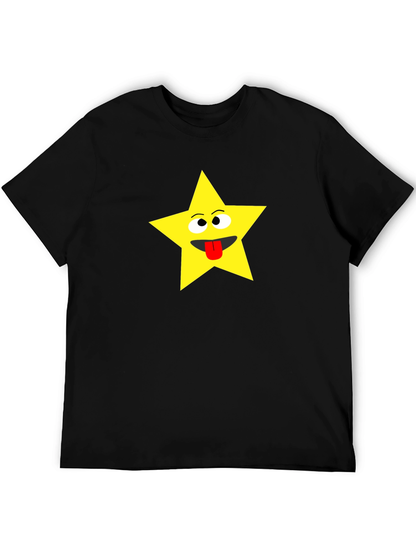 Funny Star Face Black T-Shirt