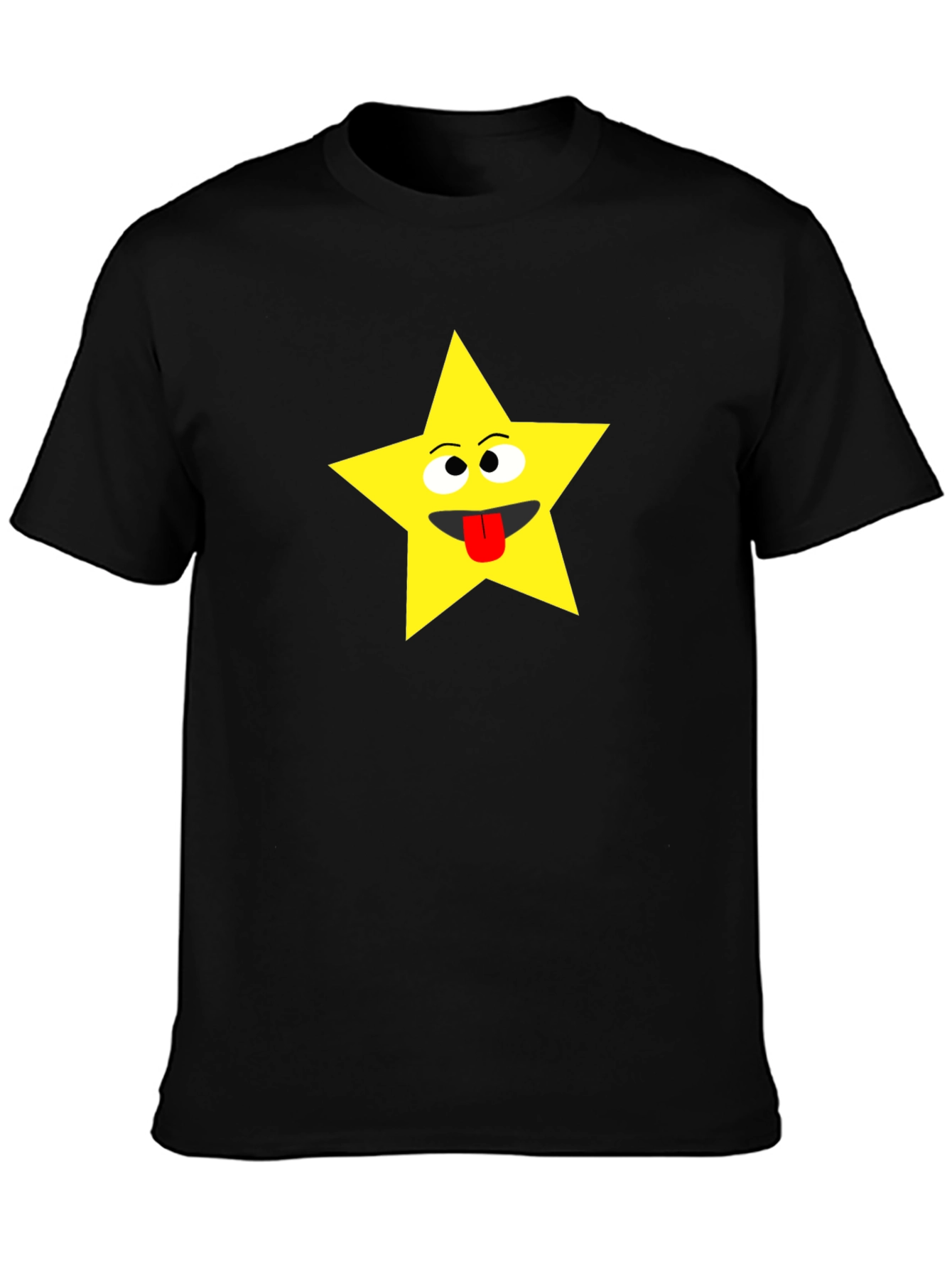 Funny Star Face Black T-Shirt