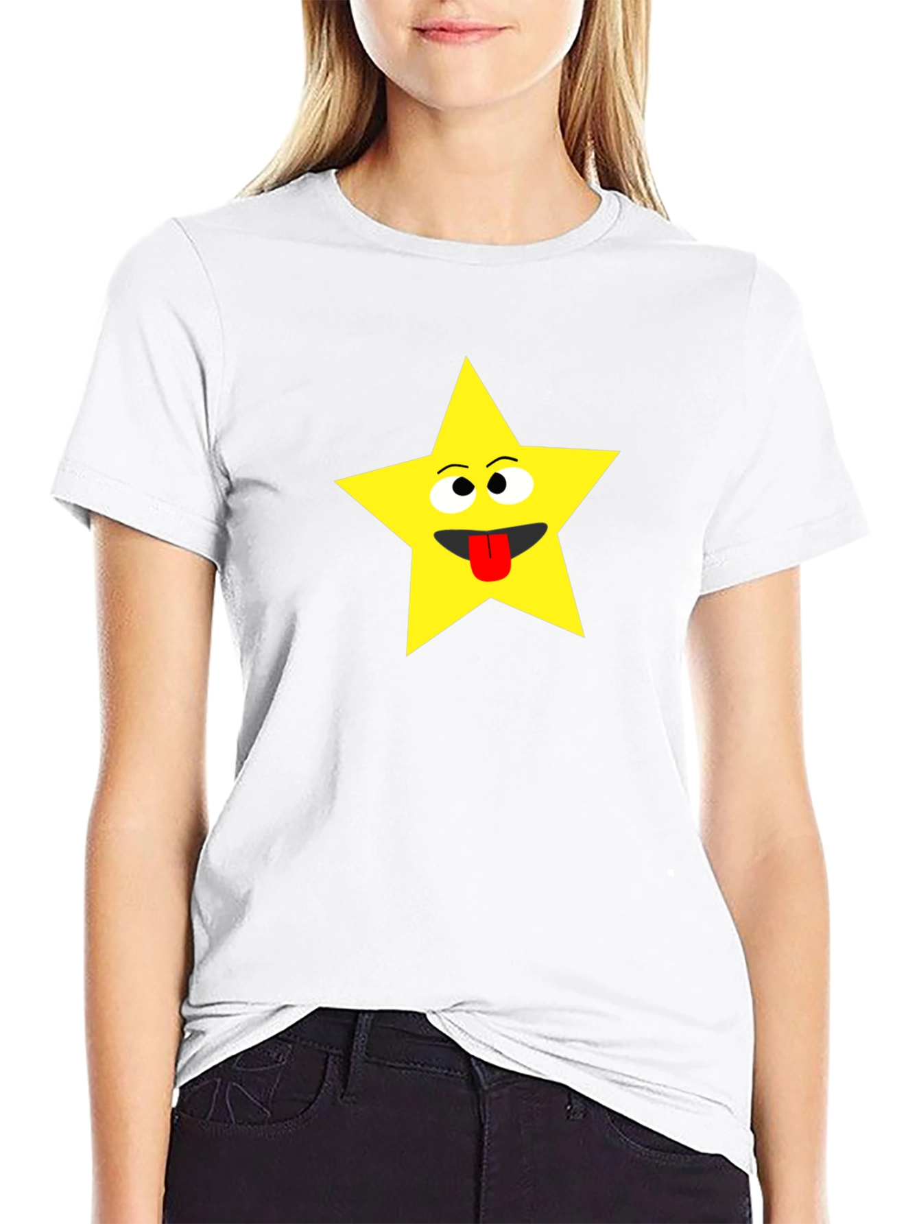 Funny Star Face Black T-Shirt