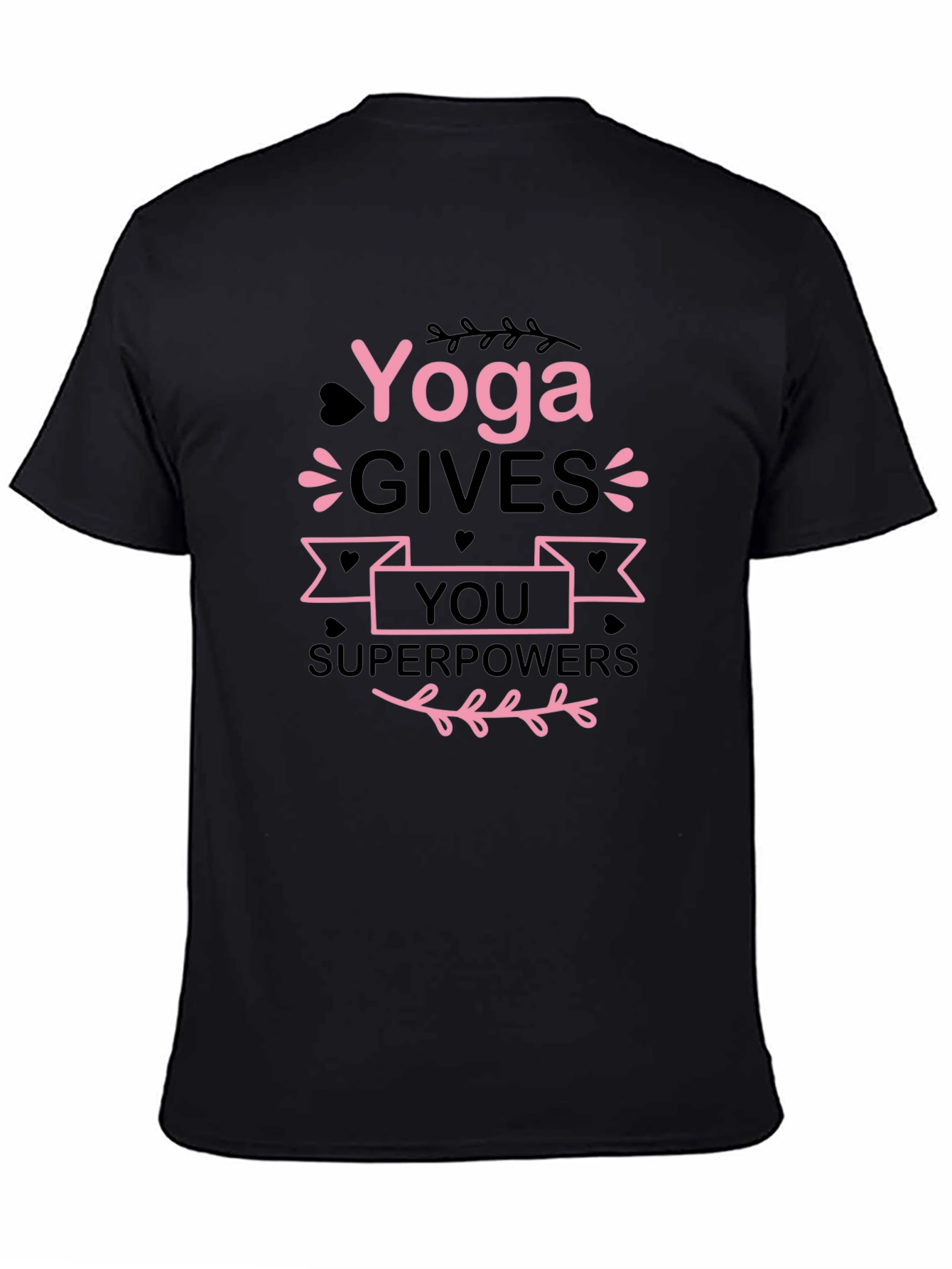 Yoga Gives You Superpowers Black Graphic Tee