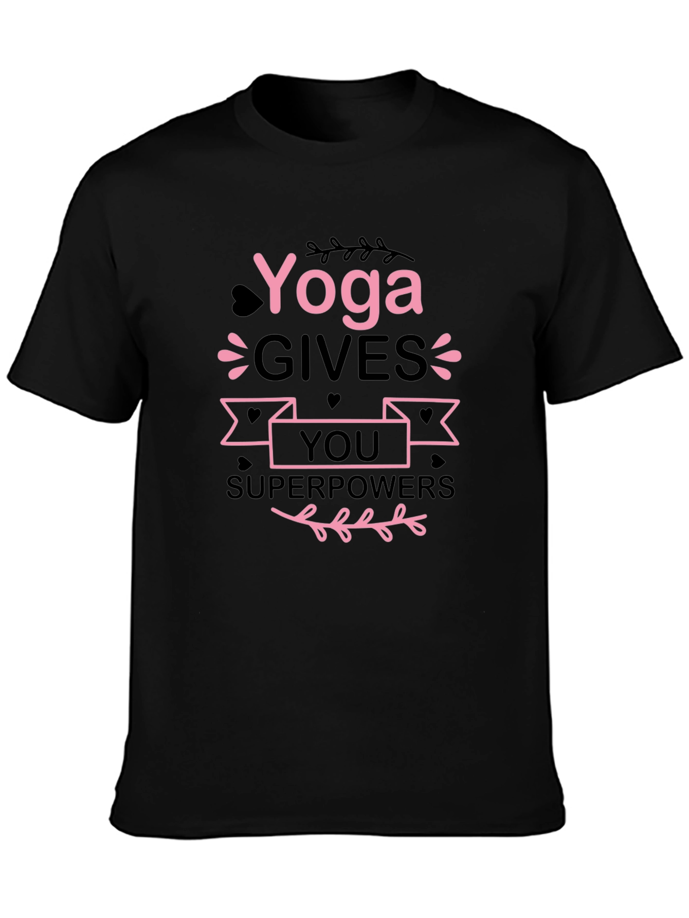 Yoga Gives You Superpowers Black Graphic Tee