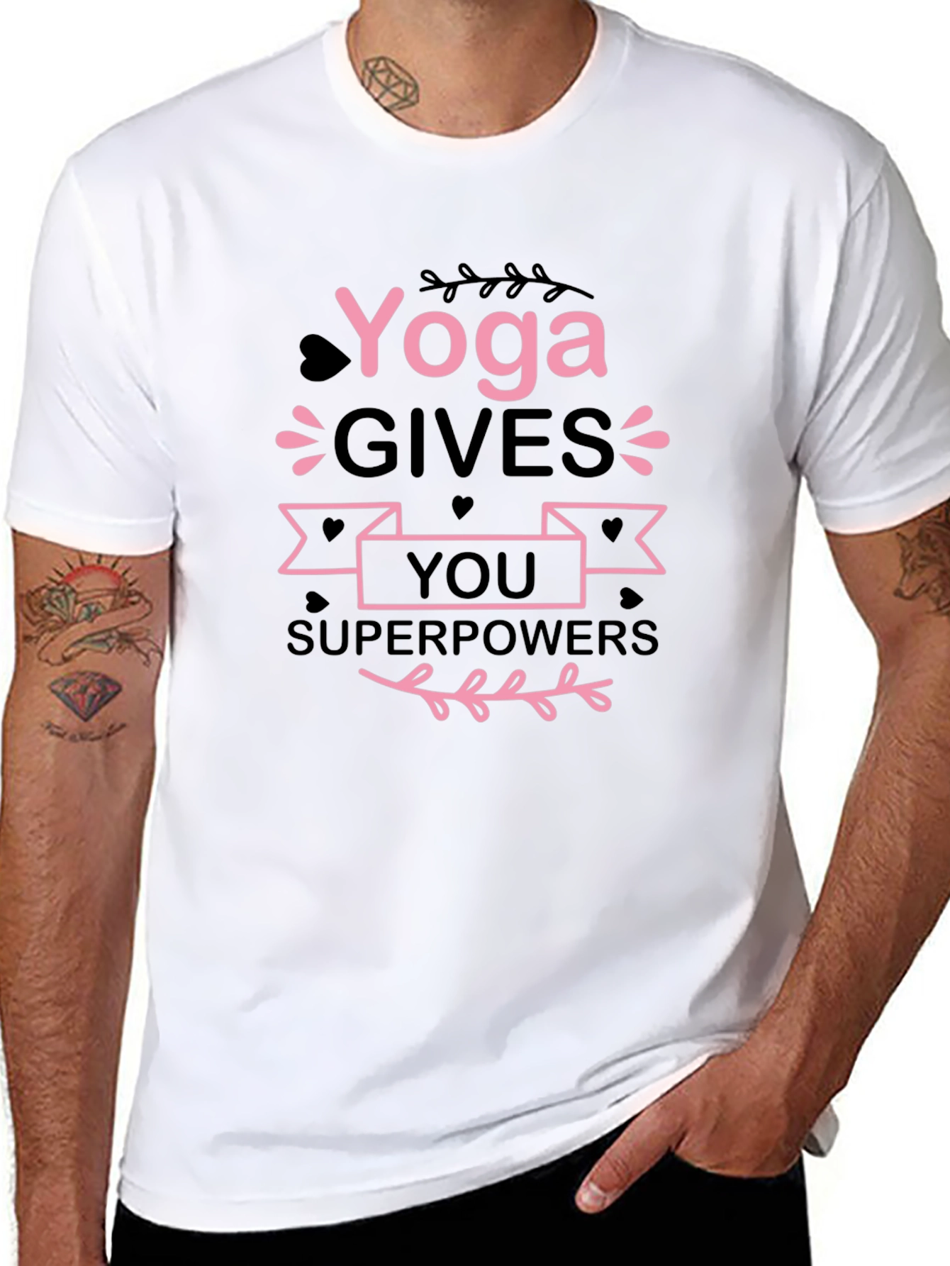 Yoga Gives You Superpowers Black Graphic Tee