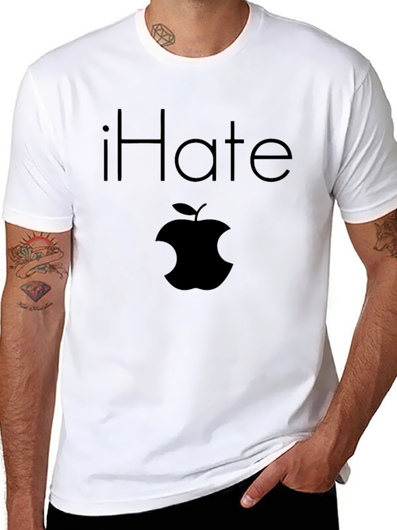 iHate Apple Black T-Shirt - Anti-Tech Humor Tee