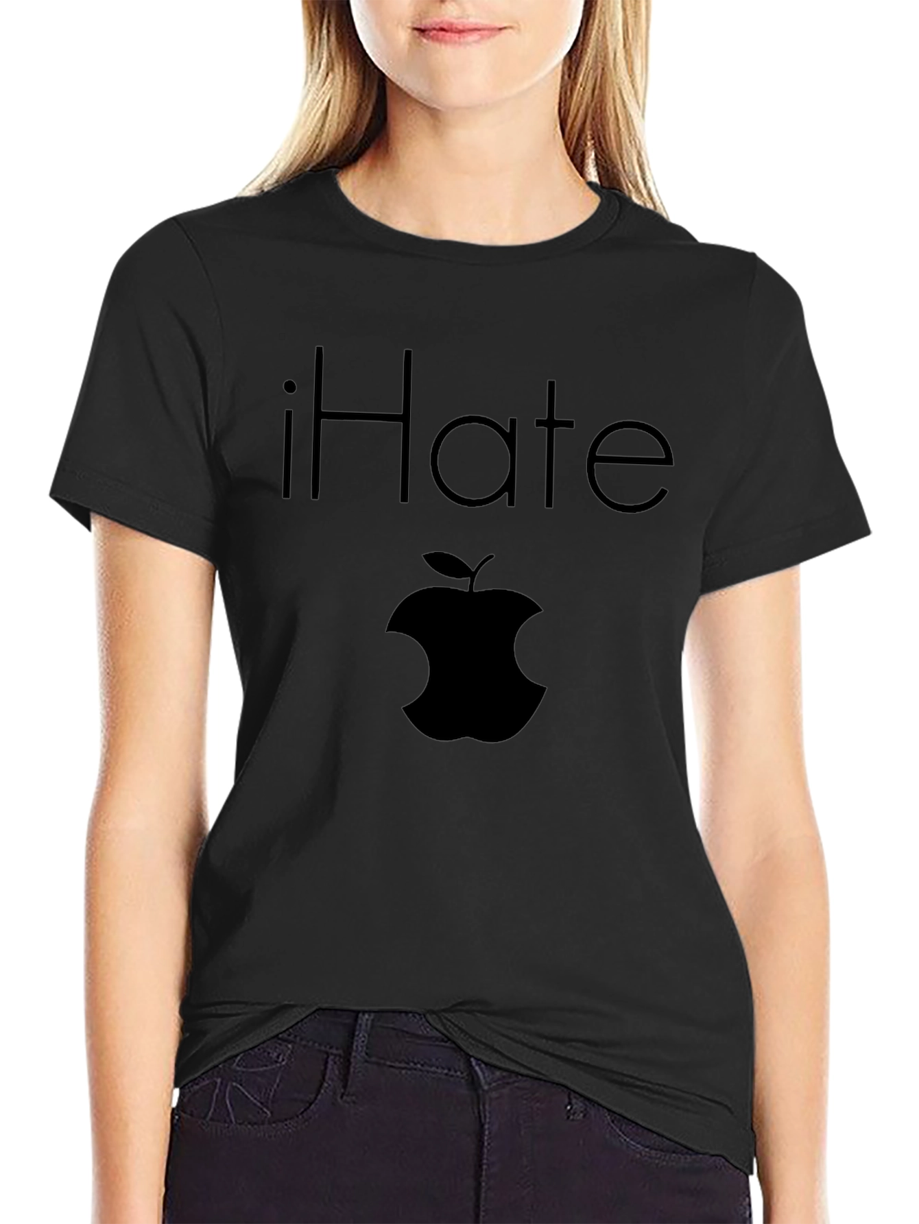iHate Apple Black T-Shirt - Anti-Tech Humor Tee