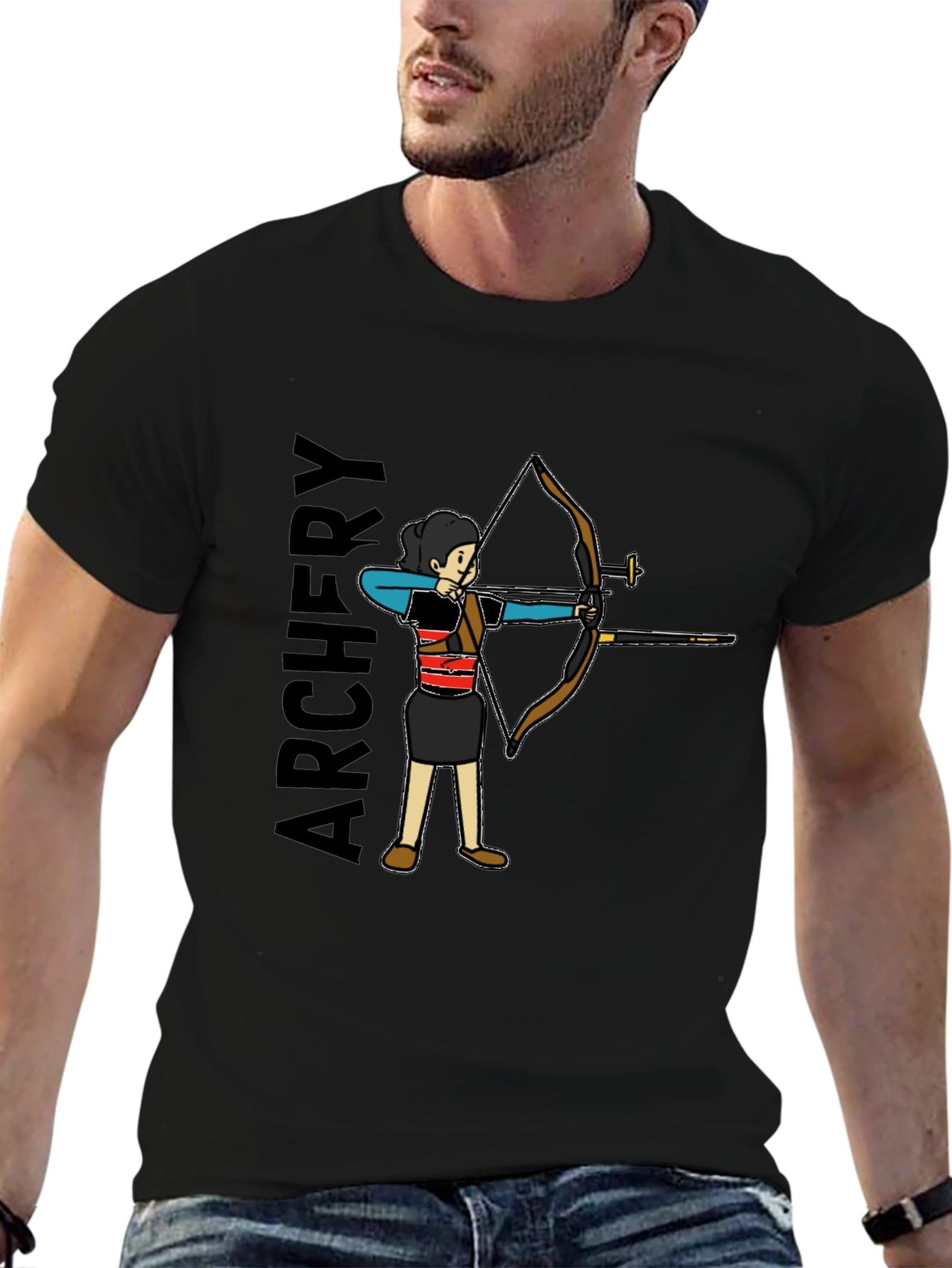 Archery T-Shirt - Black Cotton Tee for Archer