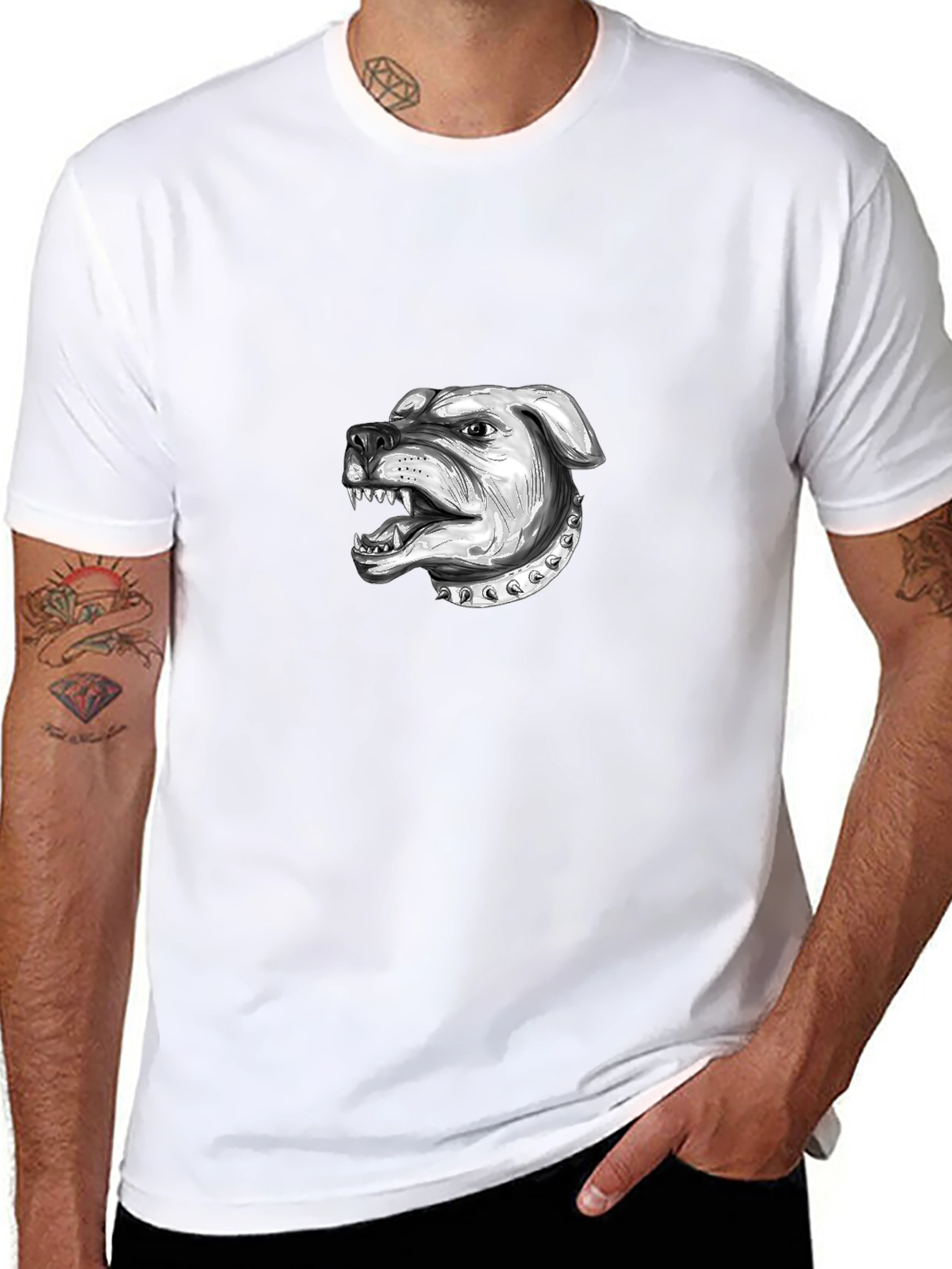 Mens Black T-Shirt with Bulldog Graphic