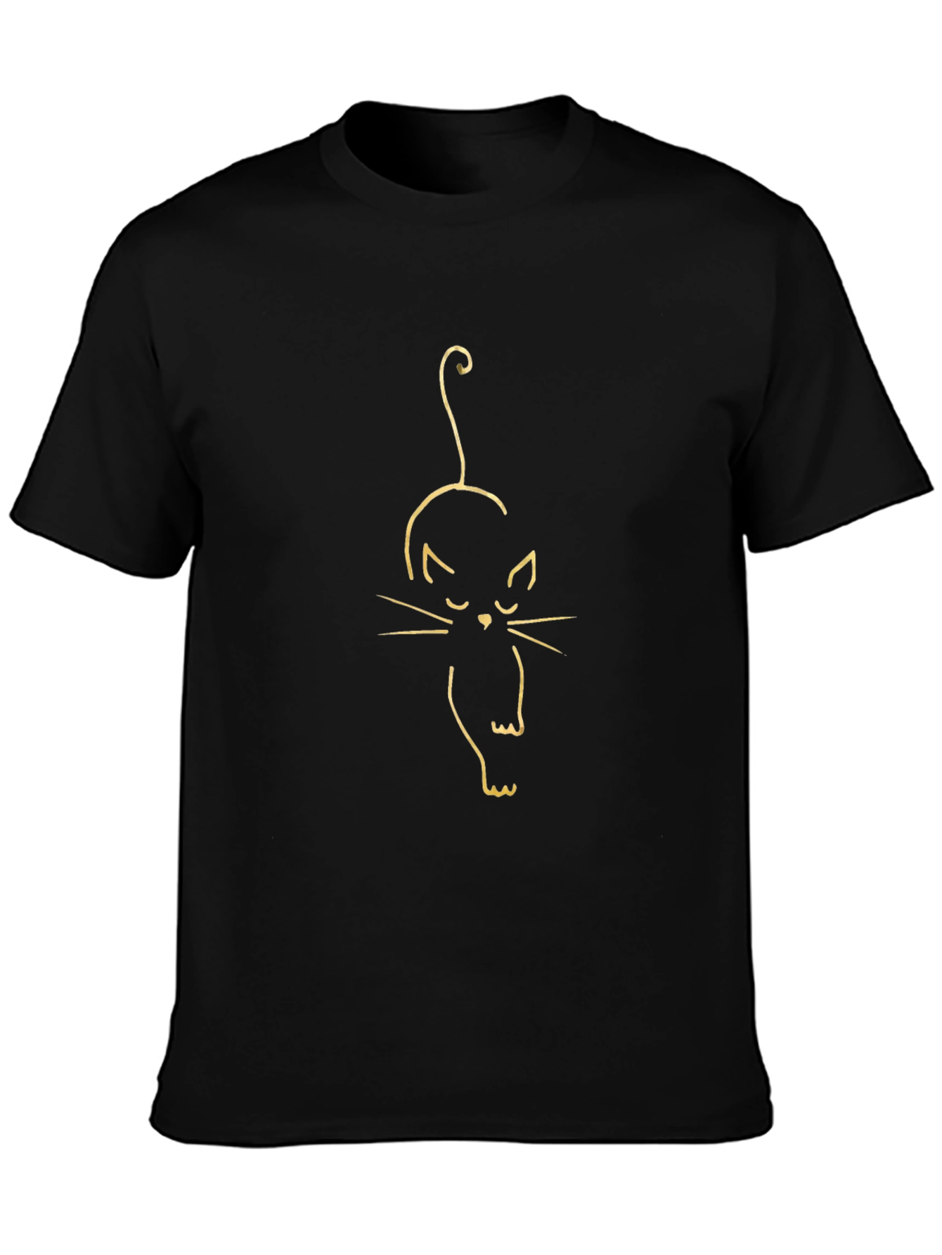 Black T-Shirt with Cat Outline Design