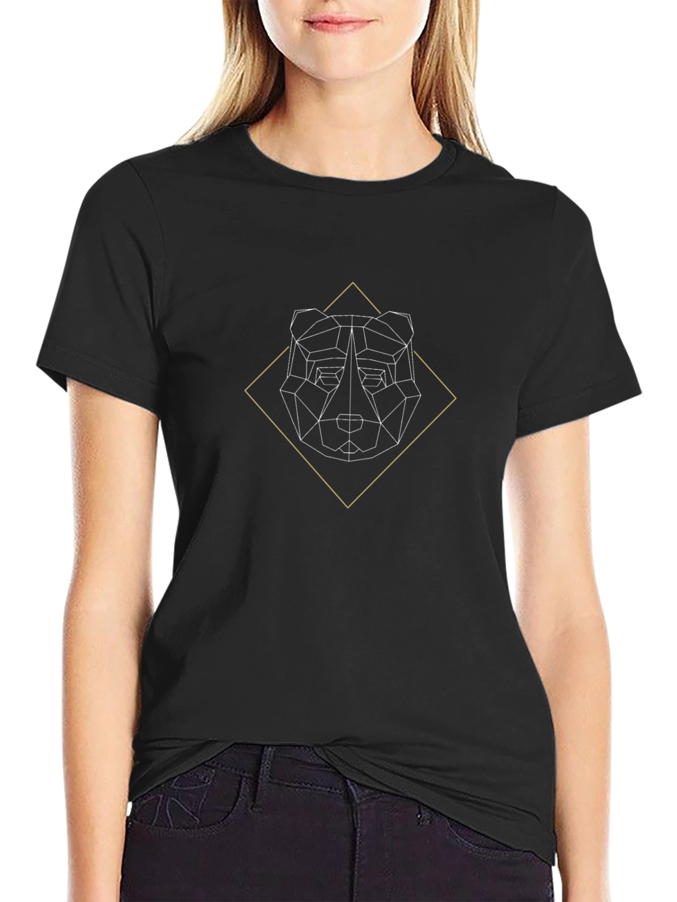 Geometric Bear Graphic Tee - Modern Style