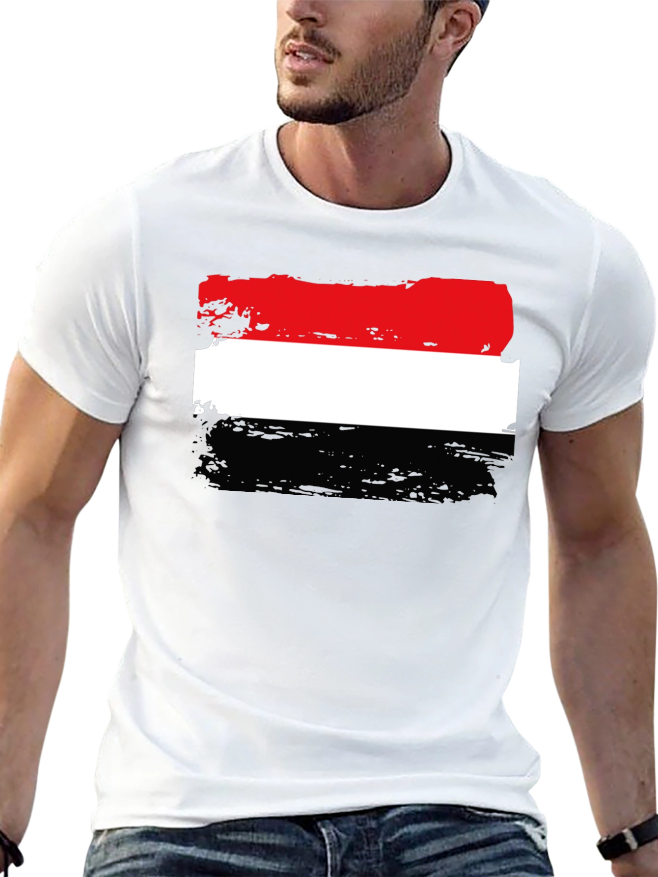 Yemen Flag Brushstroke T-Shirt - Patriotic Design
