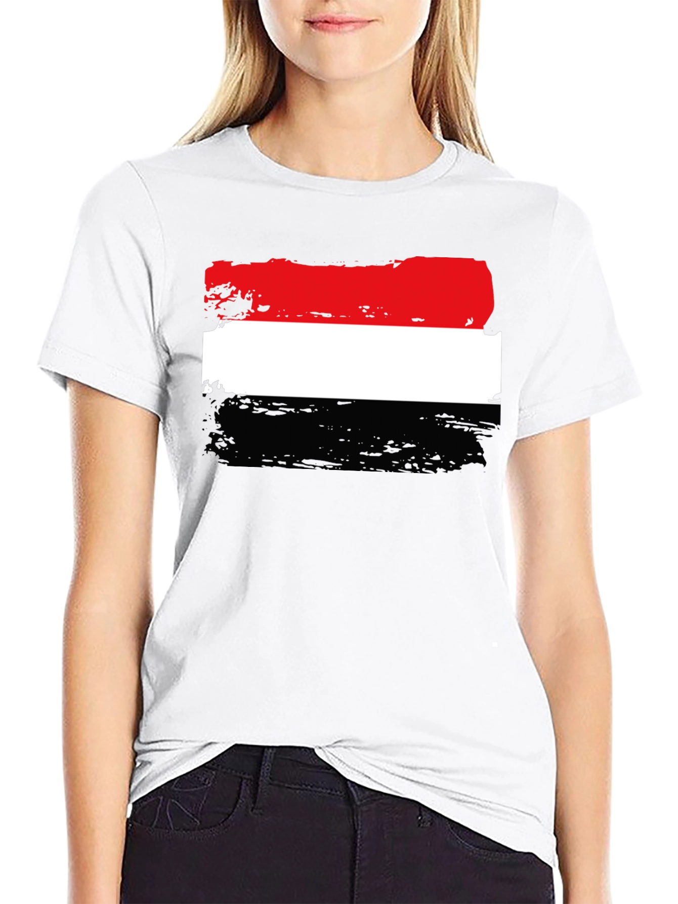Yemen Flag Brushstroke T-Shirt - Patriotic Design