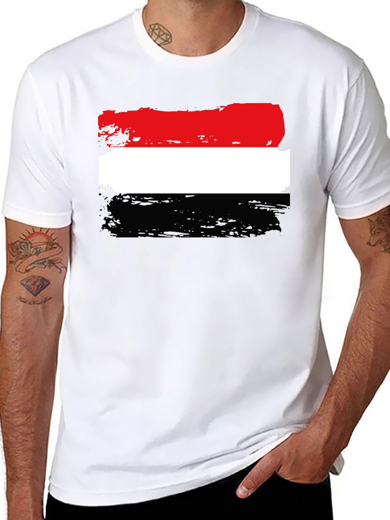Yemen Flag Brushstroke T-Shirt - Patriotic Design