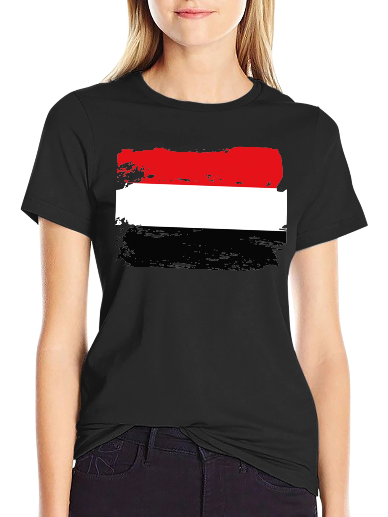 Yemen Flag Brushstroke T-Shirt - Patriotic Design
