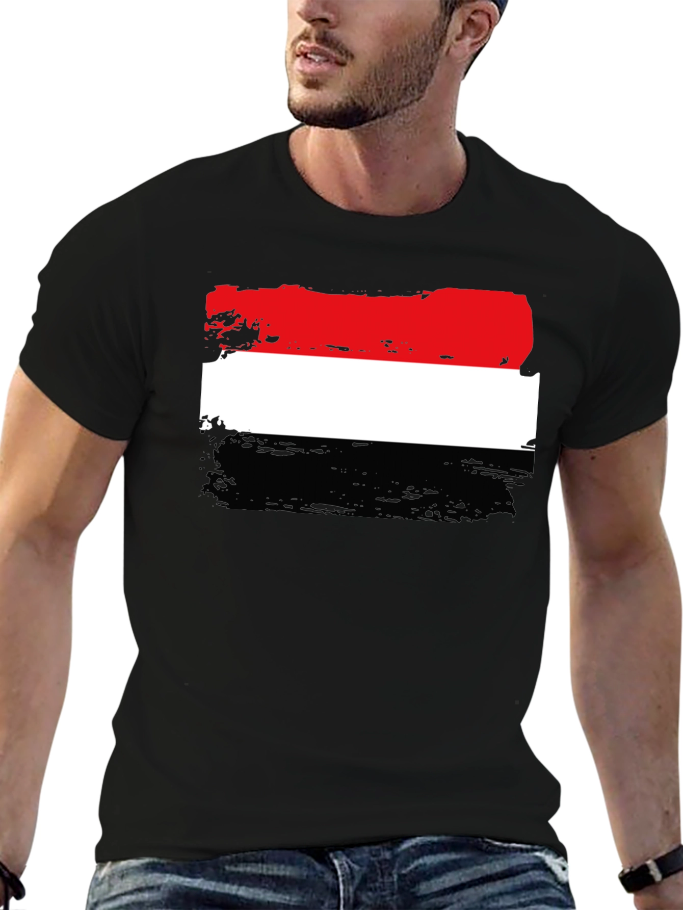 Yemen Flag Brushstroke T-Shirt - Patriotic Design