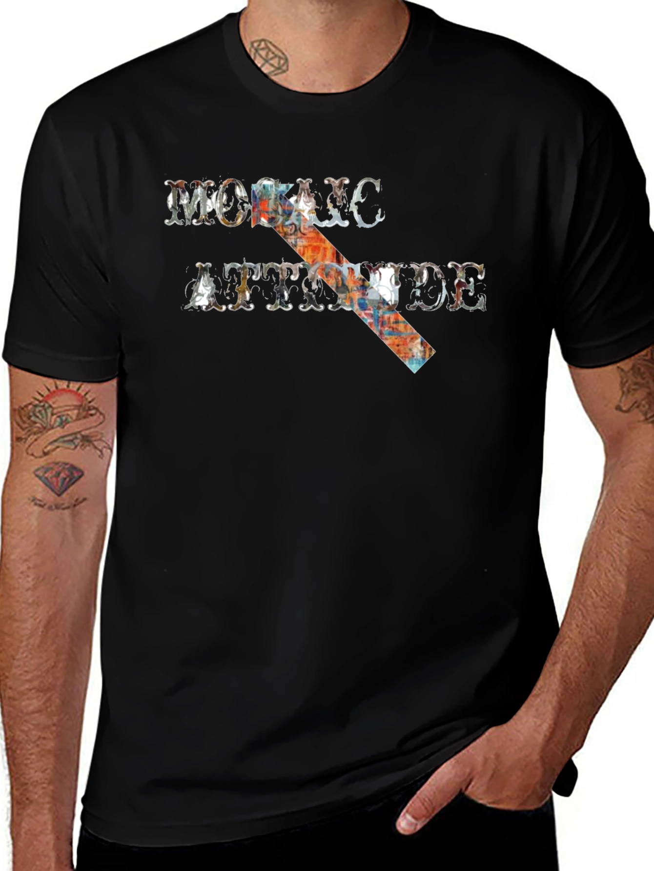 Mosaic Attitude Graphic Tee - Black