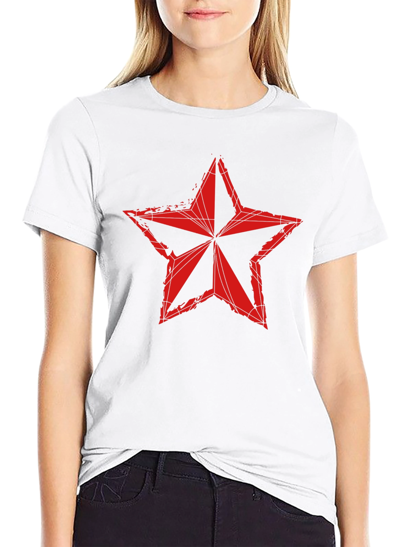 Red Star Graphic T-Shirt - Distressed Style
