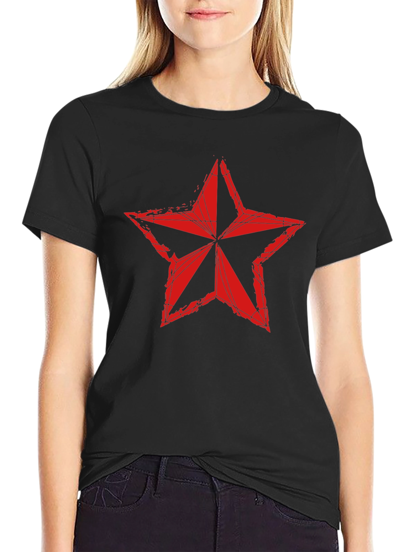 Red Star Graphic T-Shirt - Distressed Style