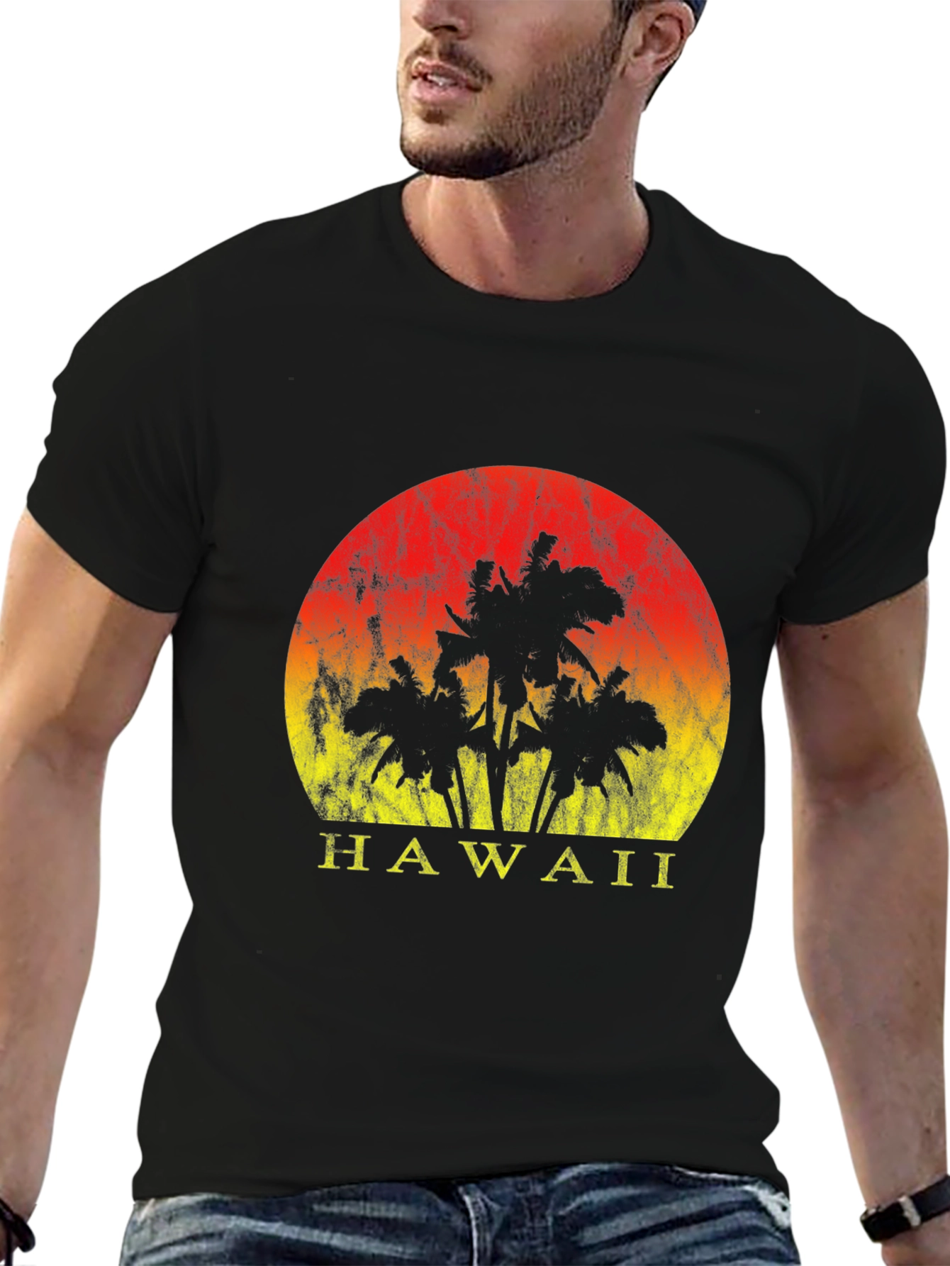 Hawaii Sunset Graphic Tee - Black