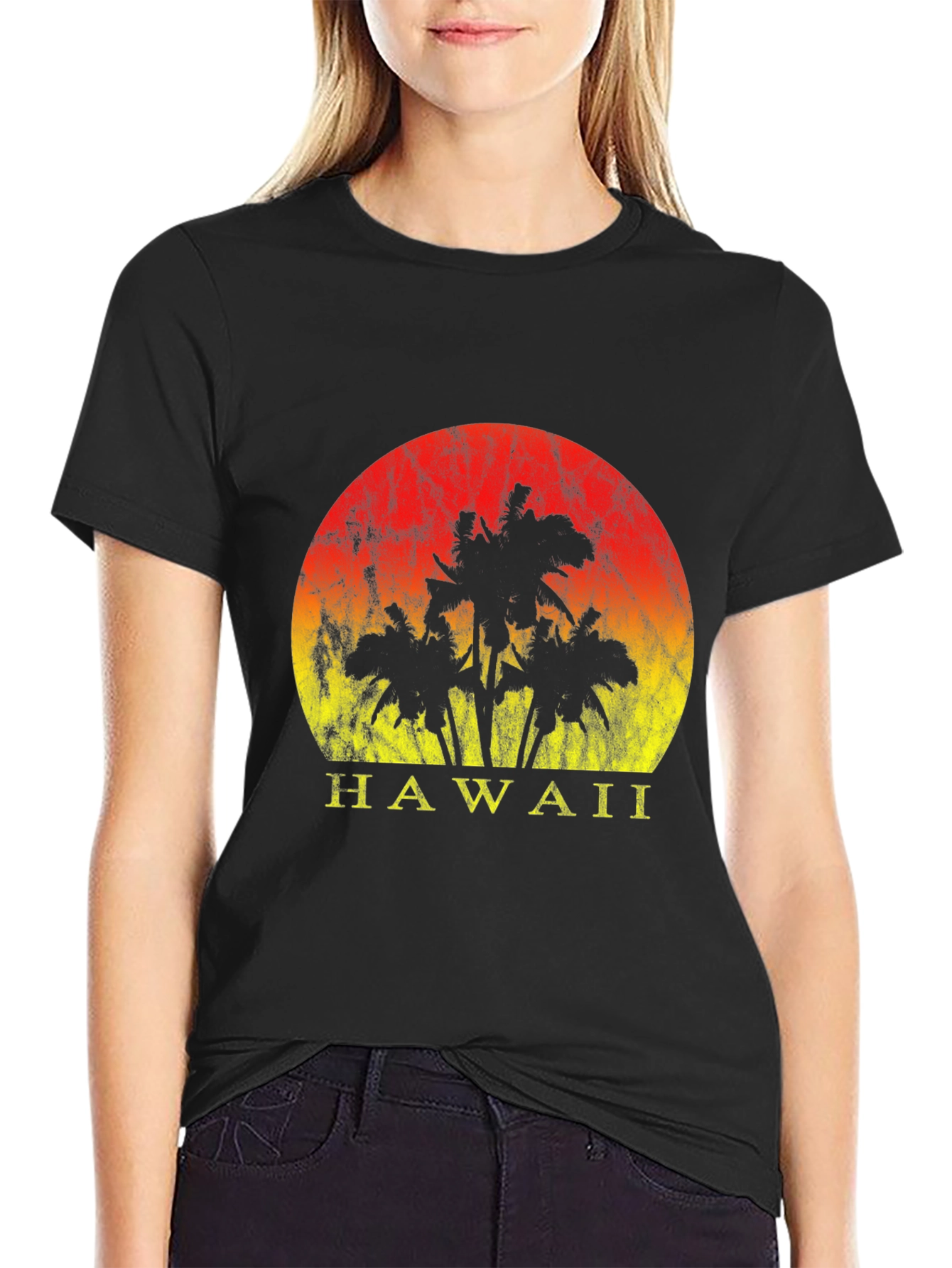Hawaii Sunset Graphic Tee - Black