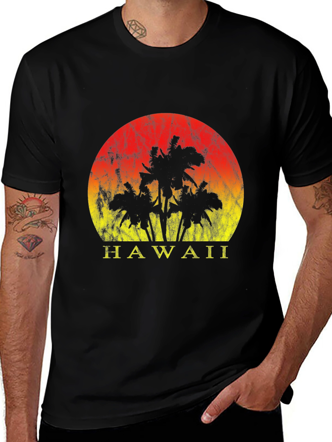 Hawaii Sunset Graphic Tee - Black