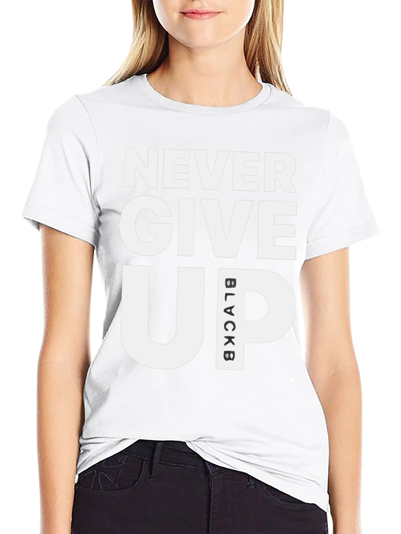 Never Give Up Black T-Shirt Motivational Graphic Tee
