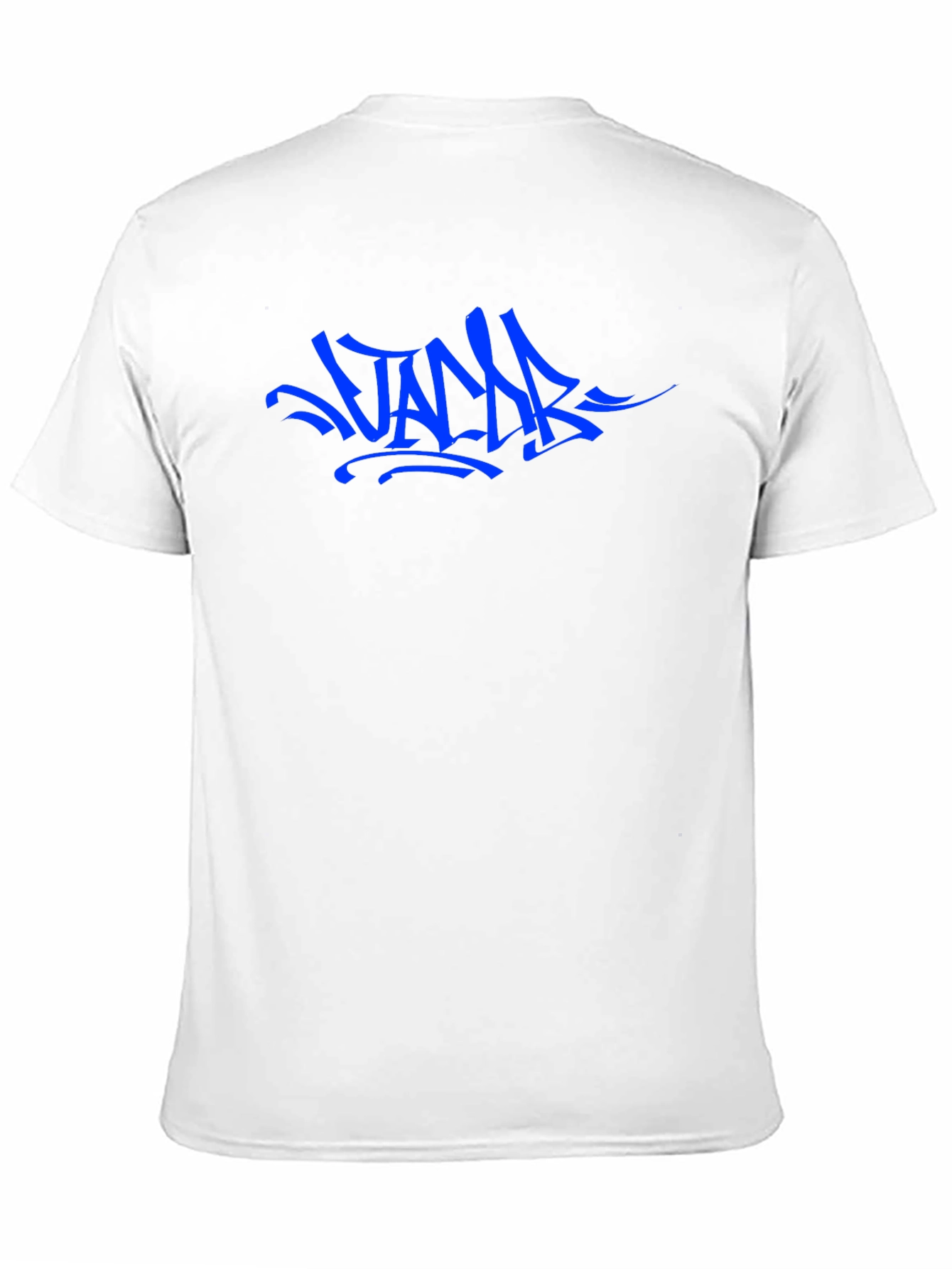 Blue Graffiti Style Graphic Black T-Shirt