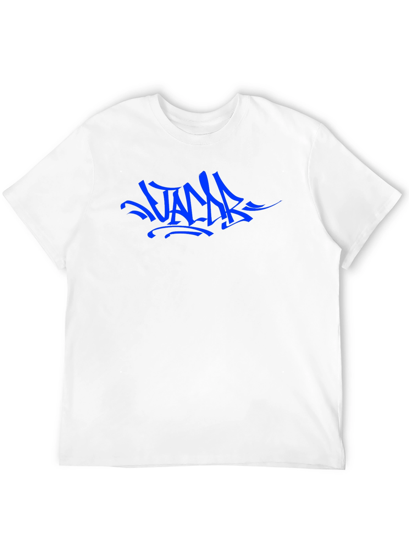 Blue Graffiti Style Graphic Black T-Shirt