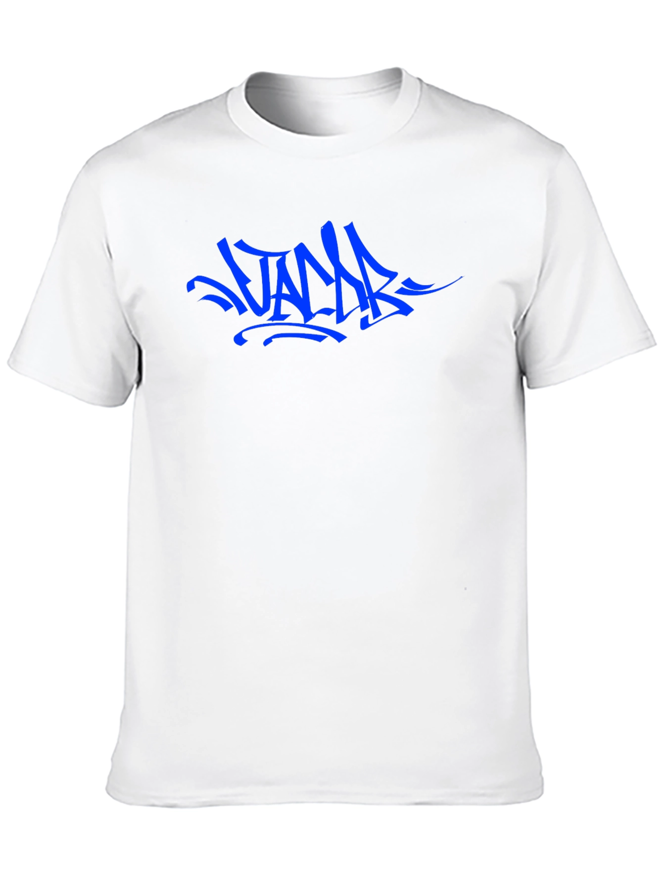 Blue Graffiti Style Graphic Black T-Shirt