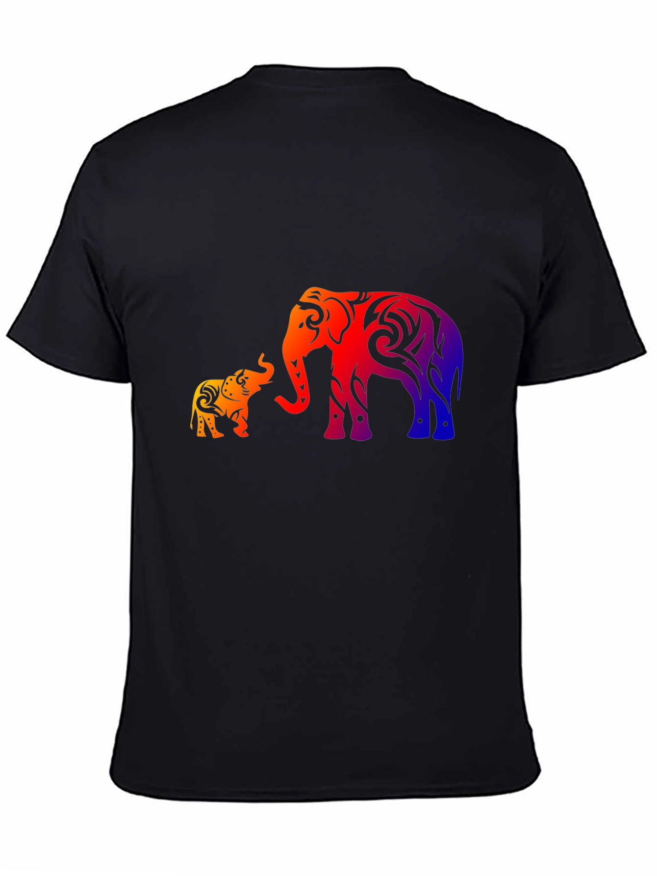 Elephant Family Graphic Print Black T-Shirt