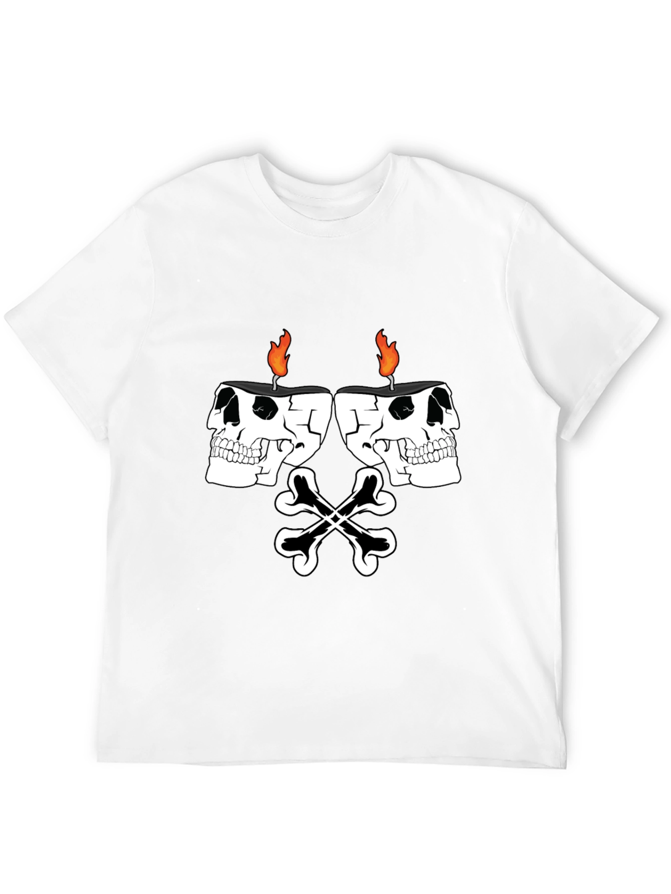 Skull Candle Bones Graphic Tee - Black