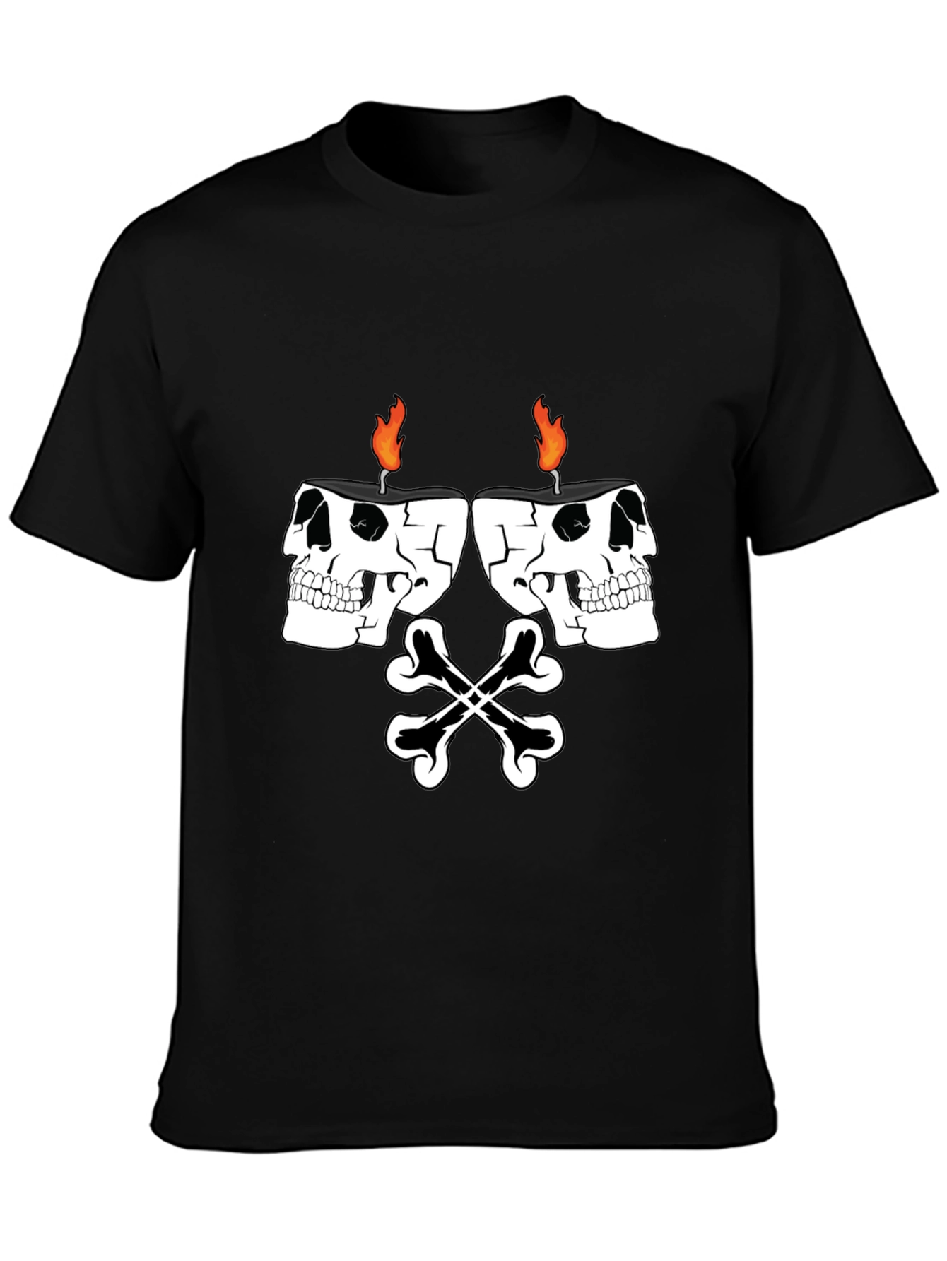 Skull Candle Bones Graphic Tee - Black