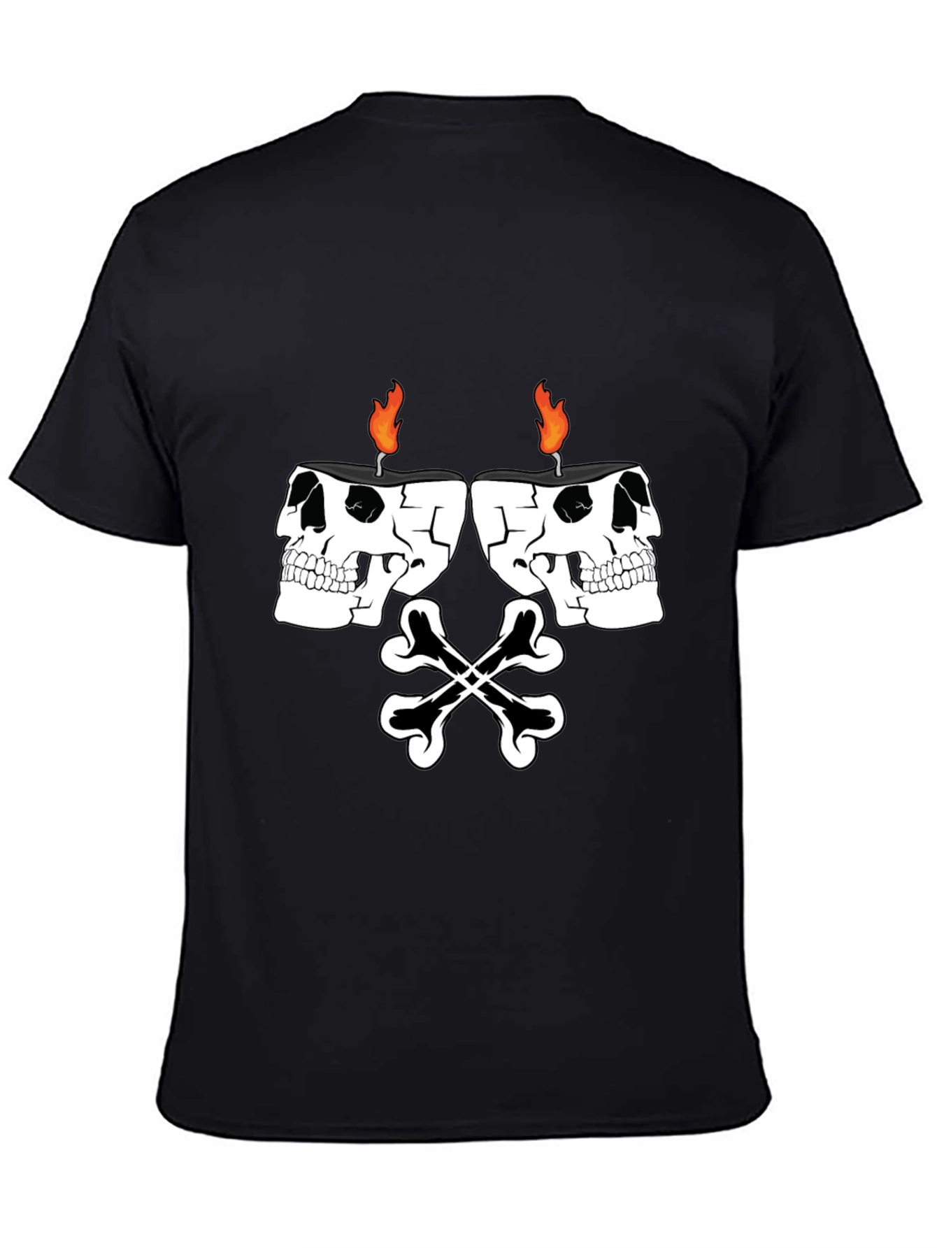 Skull Candle Bones Graphic Tee - Black