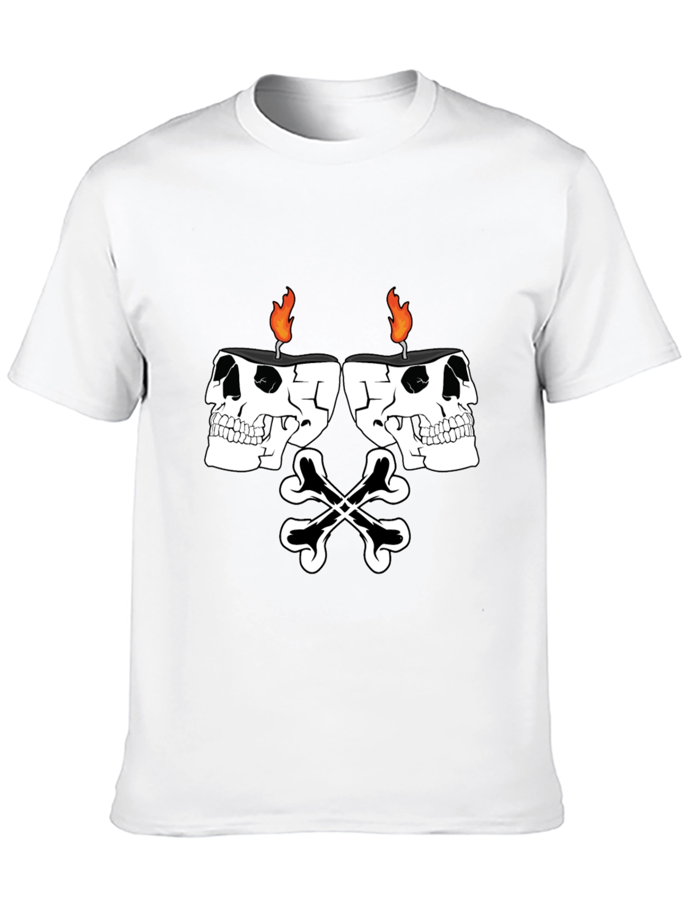Skull Candle Bones Graphic Tee - Black