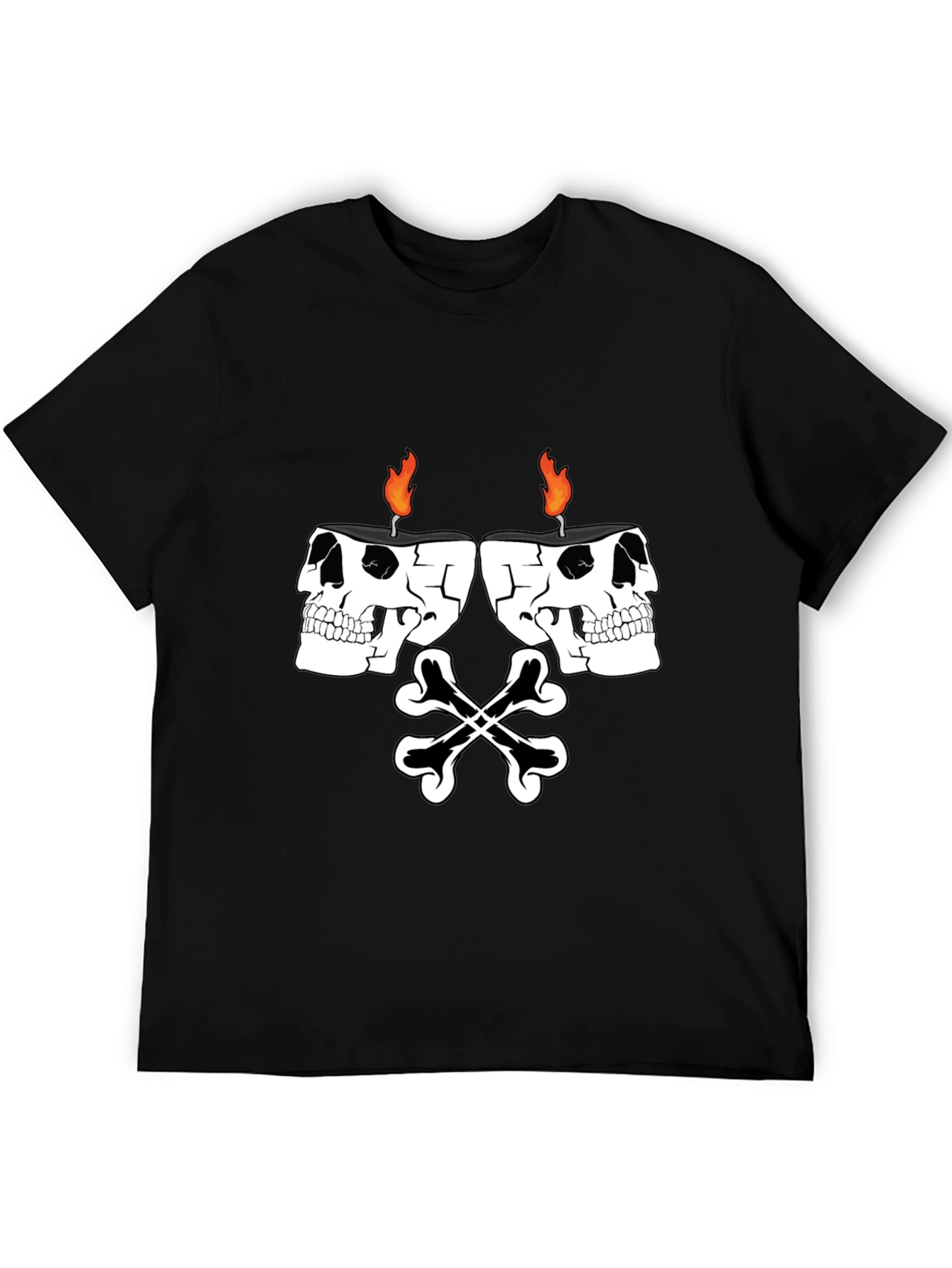 Skull Candle Bones Graphic Tee - Black