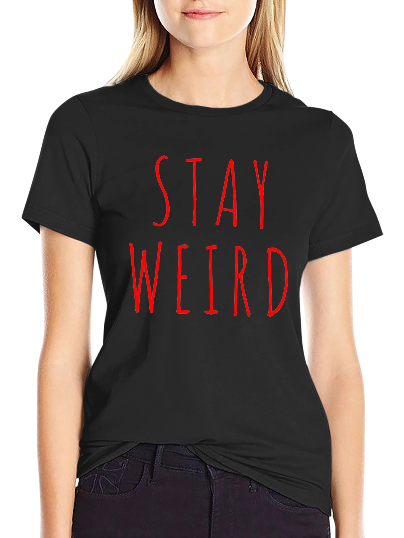 Stay Weird Black Tee - Edgy Graphic T-Shirt