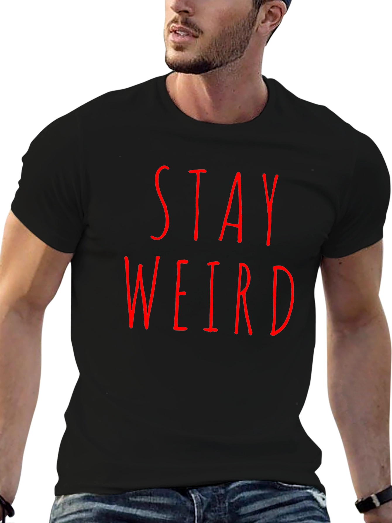 Stay Weird Black Tee - Edgy Graphic T-Shirt
