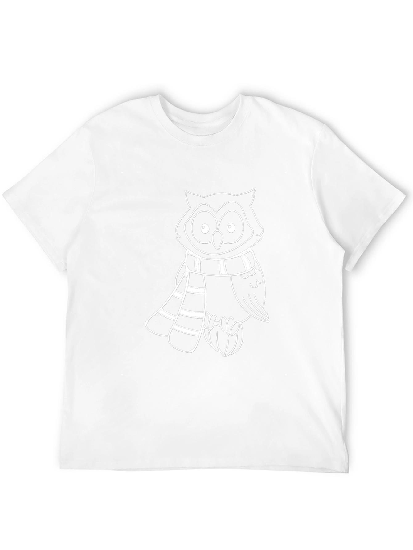 Owl Scarf Graphic Tee - Casual Black T-Shirt