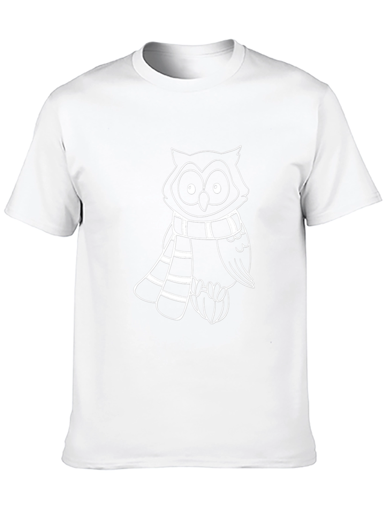 Owl Scarf Graphic Tee - Casual Black T-Shirt