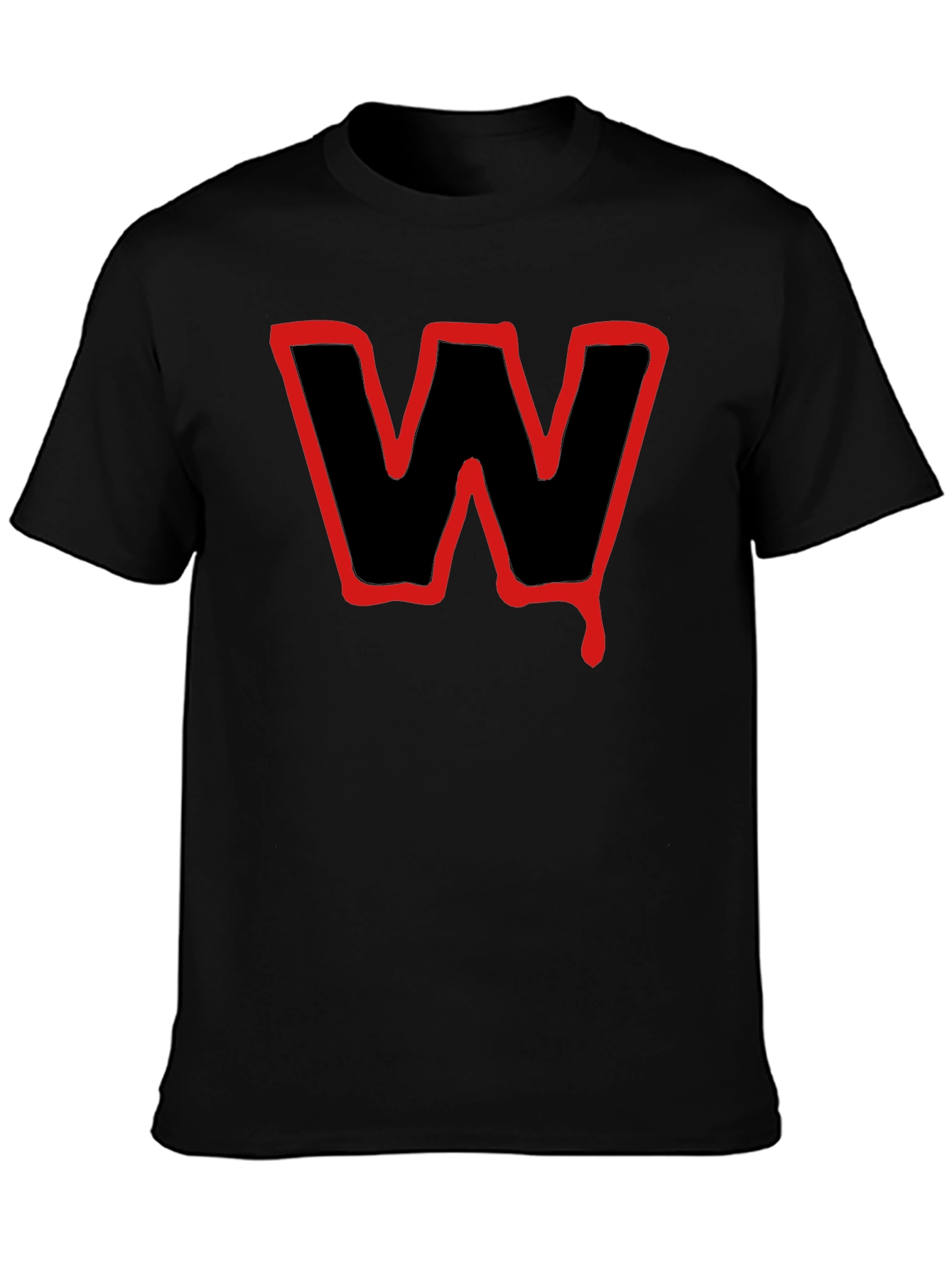 Black T-Shirt with Red W Graphic