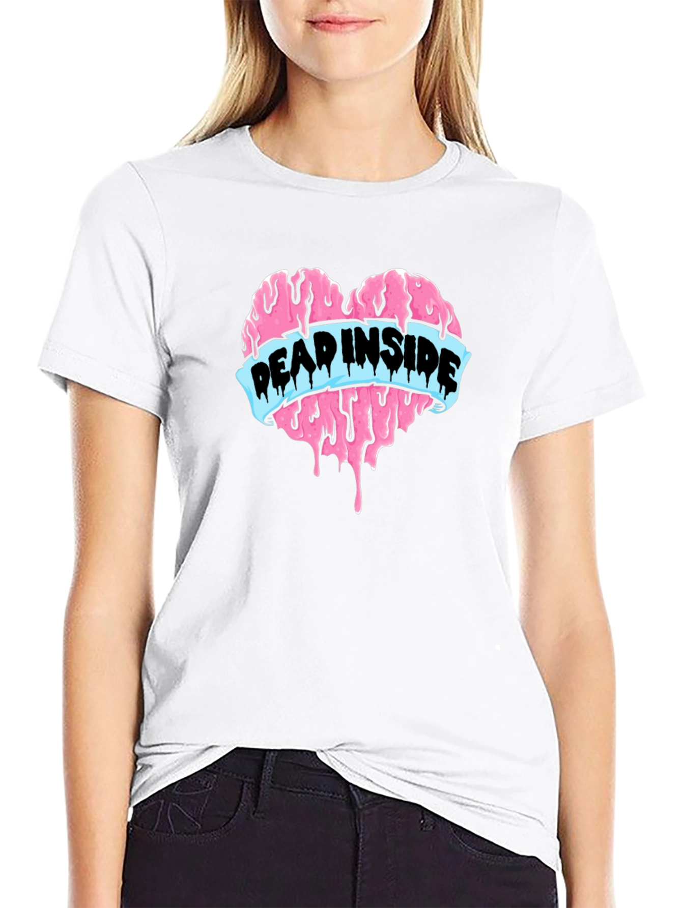 Dead Inside Heart Graphic Tee - Black Cotton T-Shirt