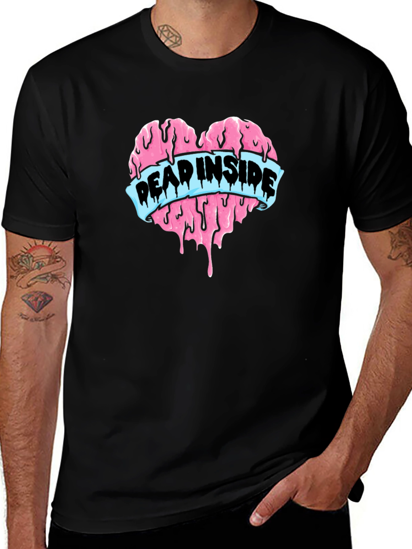 Dead Inside Heart Graphic Tee - Black Cotton T-Shirt