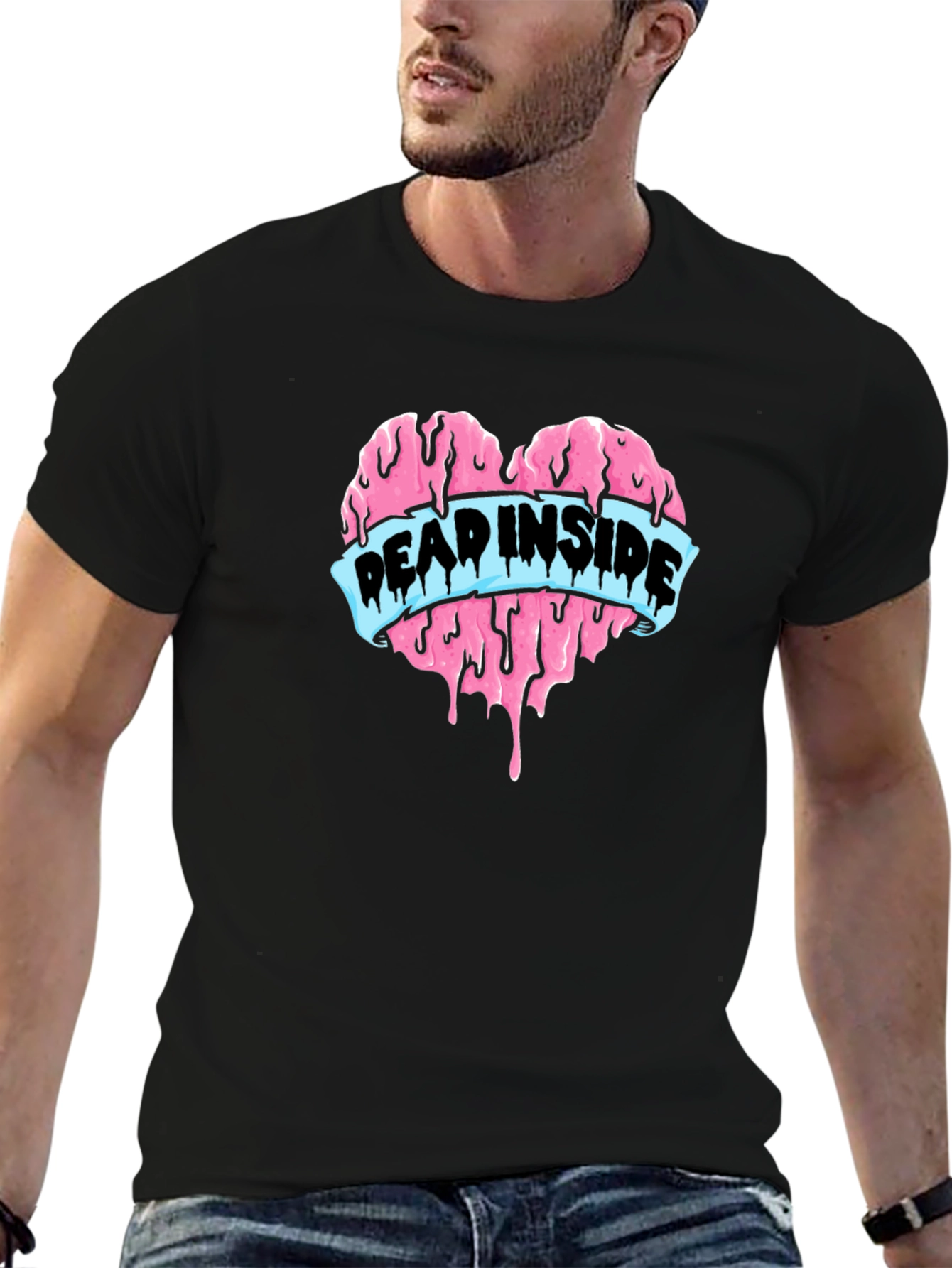 Dead Inside Heart Graphic Tee - Black Cotton T-Shirt