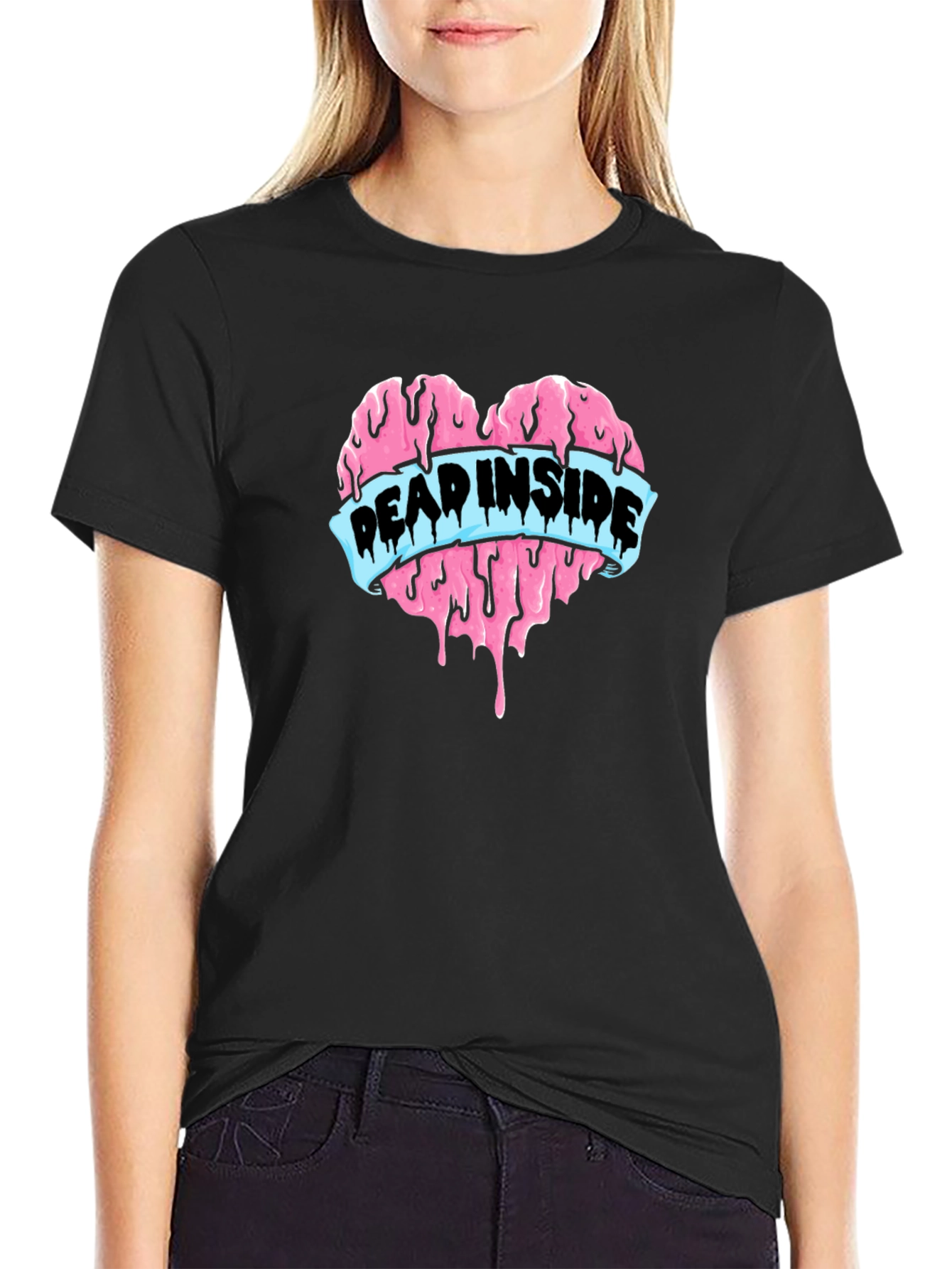 Dead Inside Heart Graphic Tee - Black Cotton T-Shirt