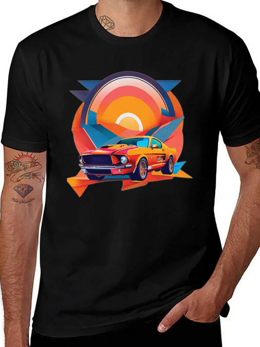 Retro Muscle Car Graphic Tee - Black